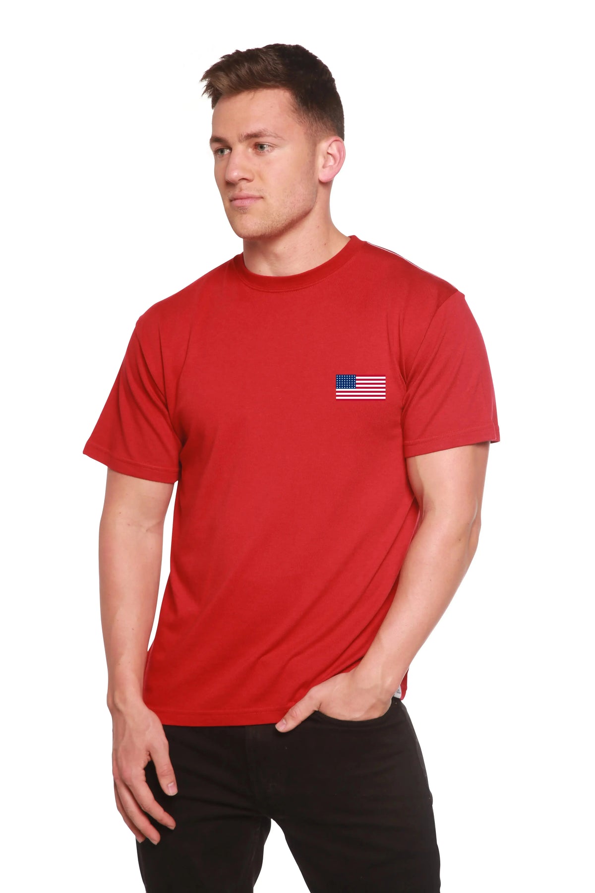 American Flag Men's Bamboo Viscose/Organic Cotton Short Sleeve Graphic T-Shirt Spun Bamboo