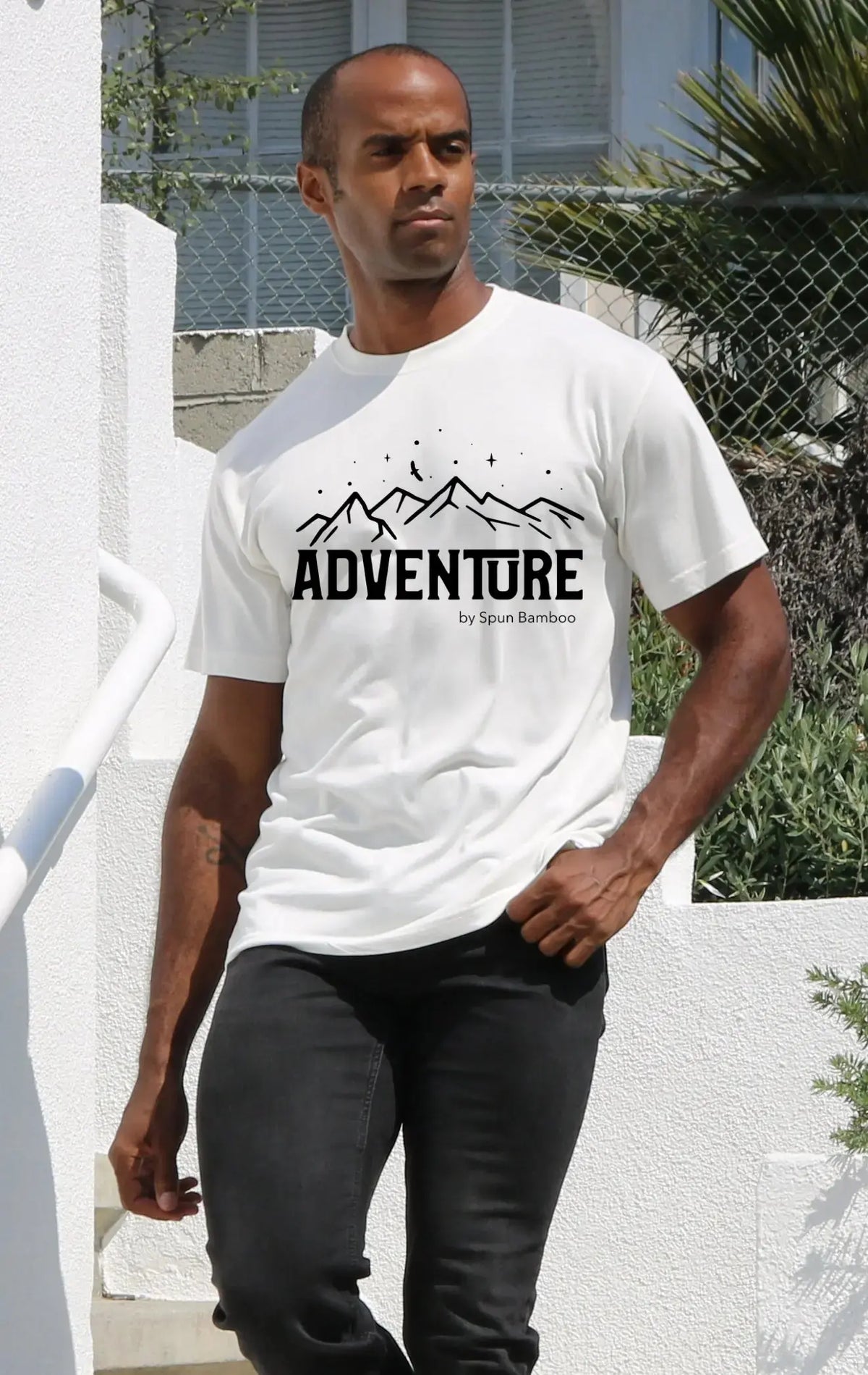 Adventure Printed Men's Bamboo Viscose/Organic Cotton Short Sleeve T-Shirt Spun Bamboo
