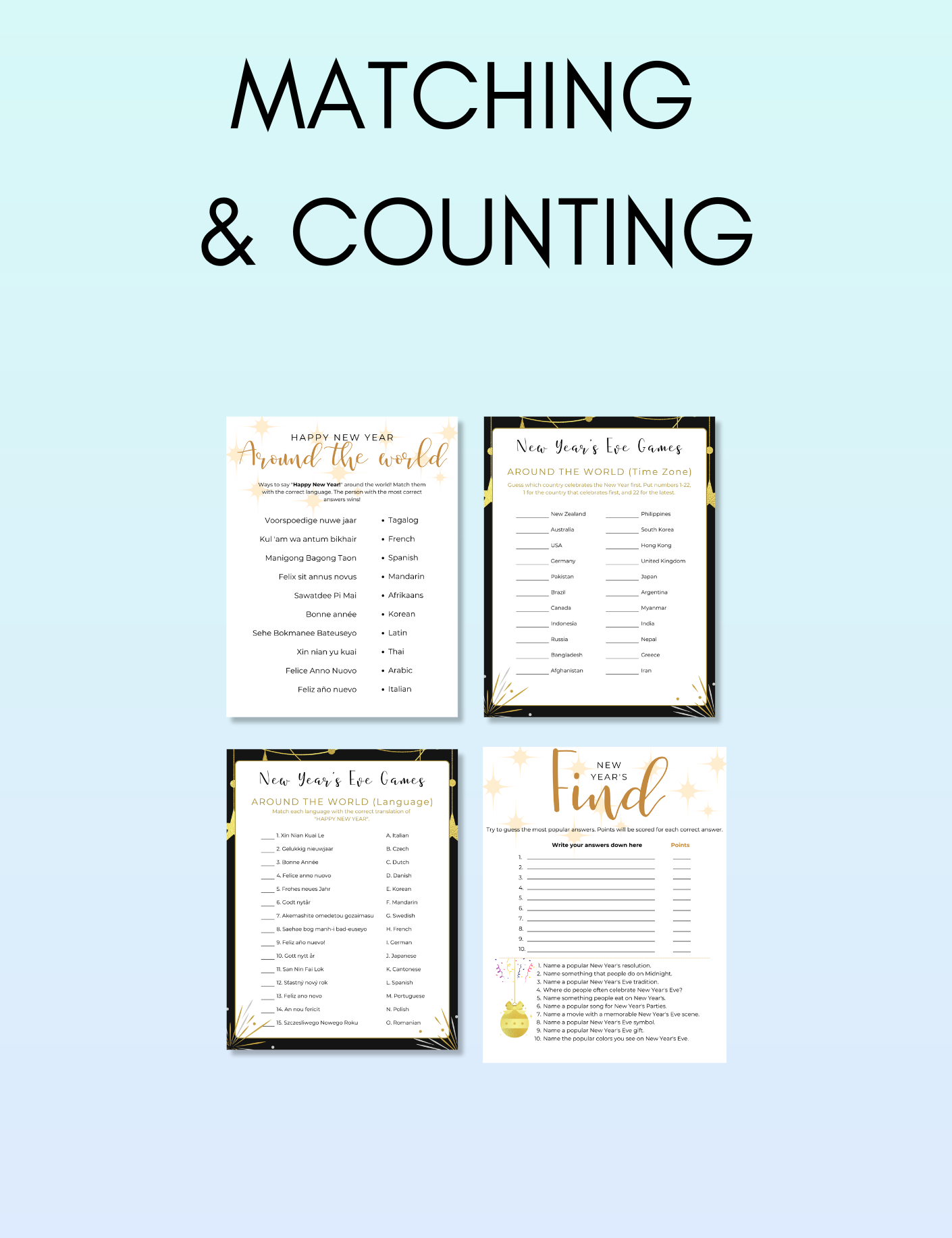 Adults New Years Activity Pack Jessica Autumn