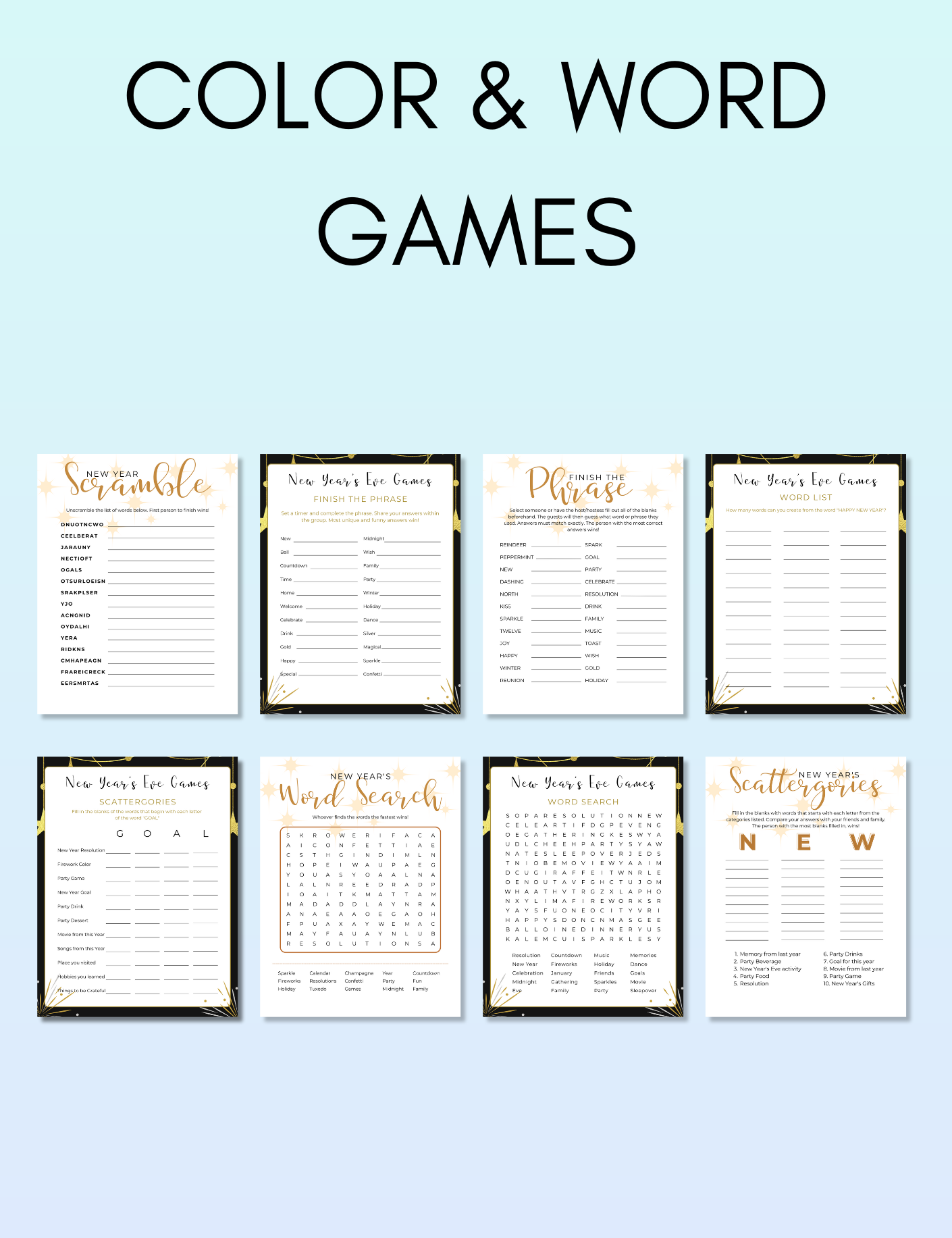 Adults New Years Activity Pack Jessica Autumn