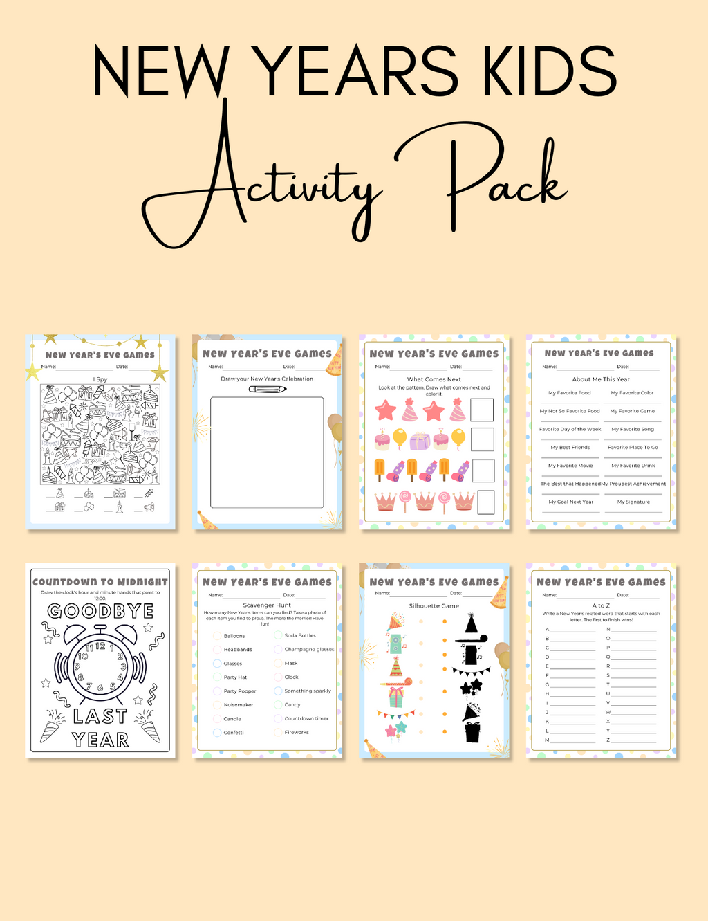 Kids New Years Activity Pack Jessica Autumn