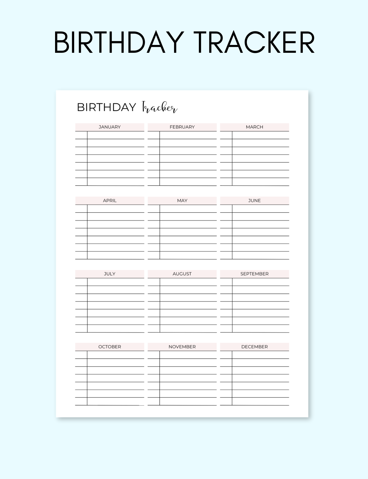 Birthday Tracker Jessica Autumn