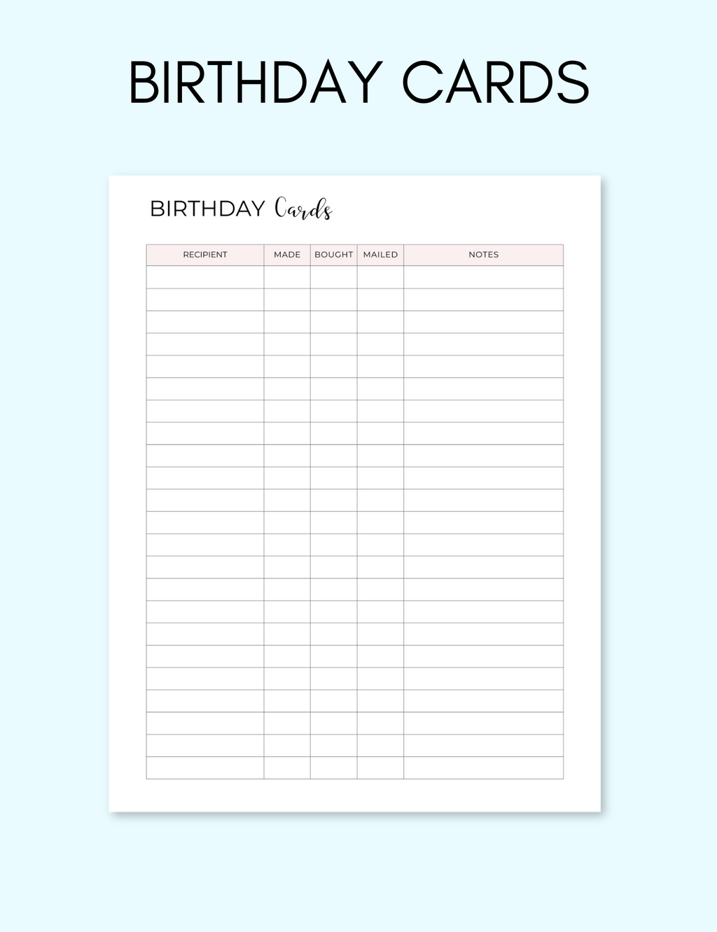 Birthday Tracker Jessica Autumn