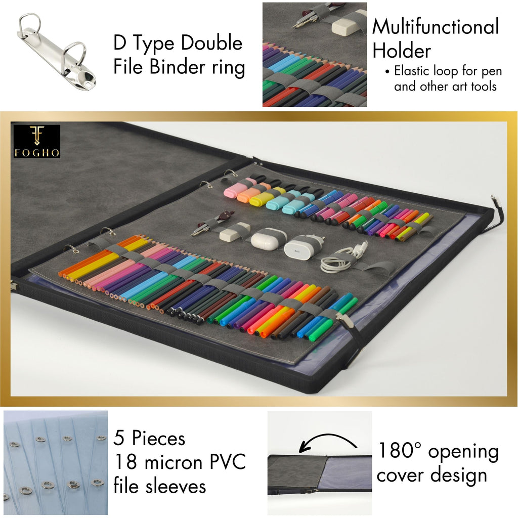 Leather Binder Leather Portfolio Gifts For Painters - Portfolio Binder- Art Supplies Organizer Moogdesk