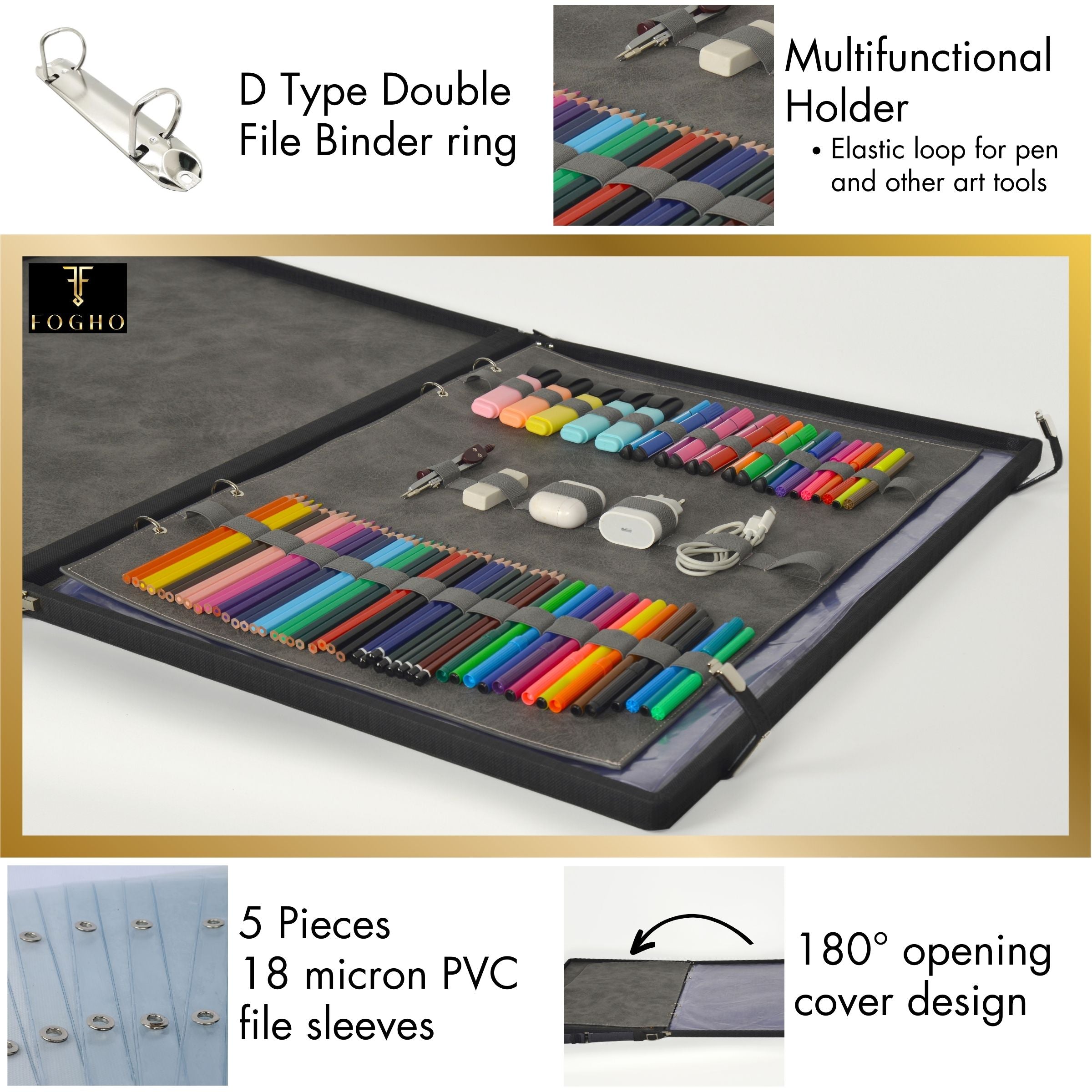 Leather Binder Leather Portfolio Gifts For Painters - Portfolio Binder- Art Supplies Organizer Moogdesk