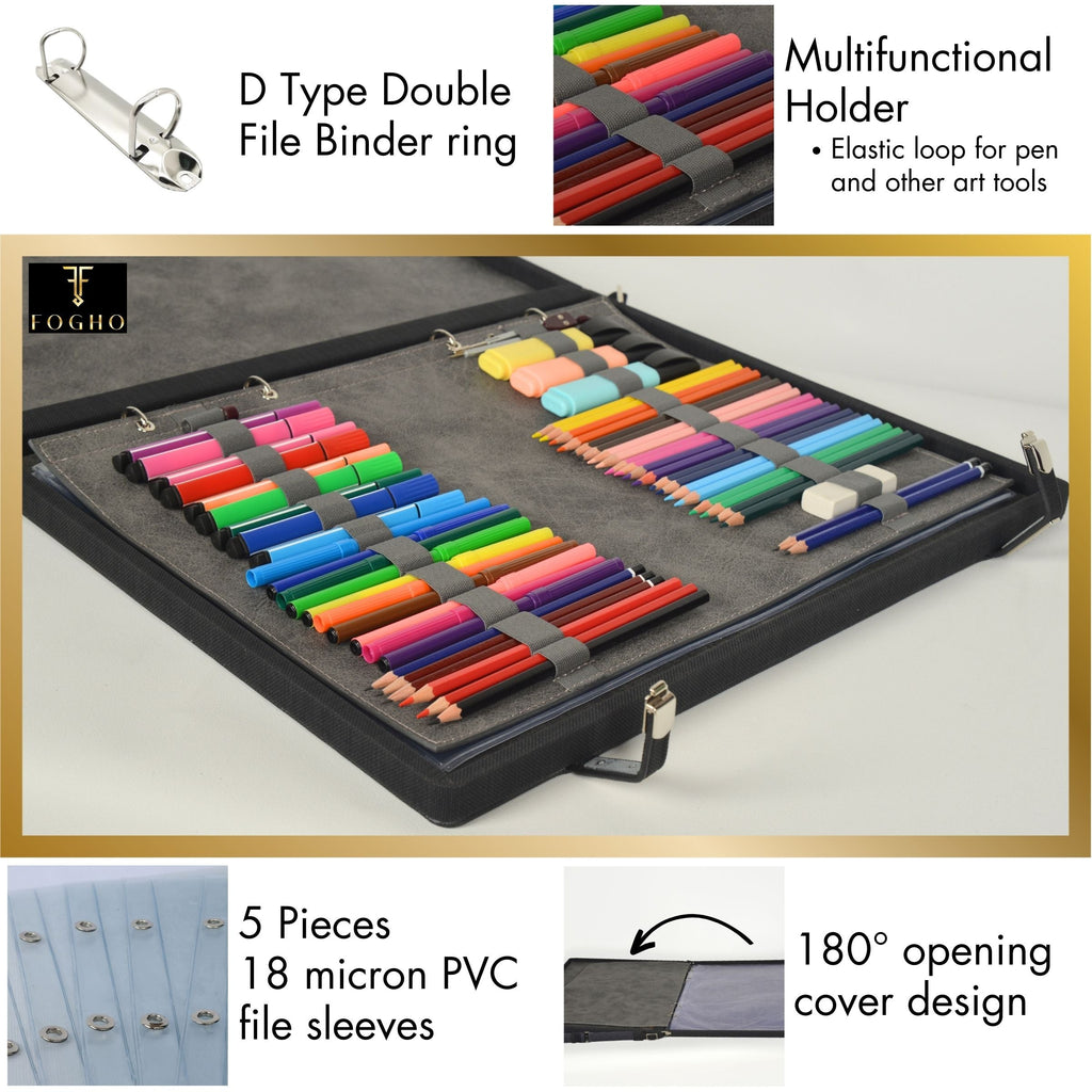 Leather Binder Leather Portfolio Gifts For Painters - Portfolio Binder- Art Supplies Organizer Moogdesk
