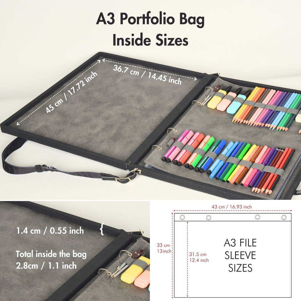 Leather Binder Leather Portfolio Gifts For Painters - Portfolio Binder- Art Supplies Organizer Moogdesk