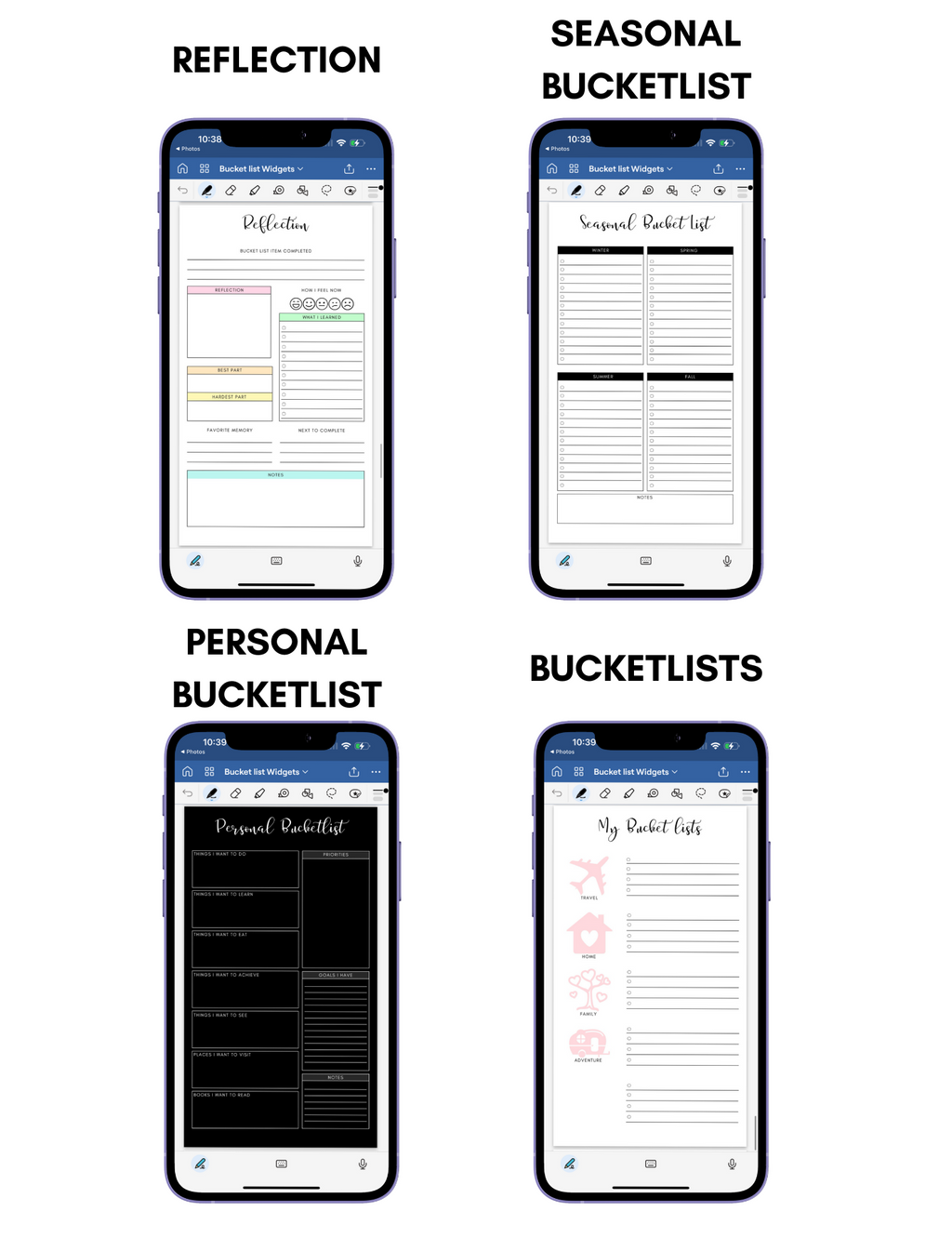 Digital Phone Planner Bucket List Widgets Jessica Autumn