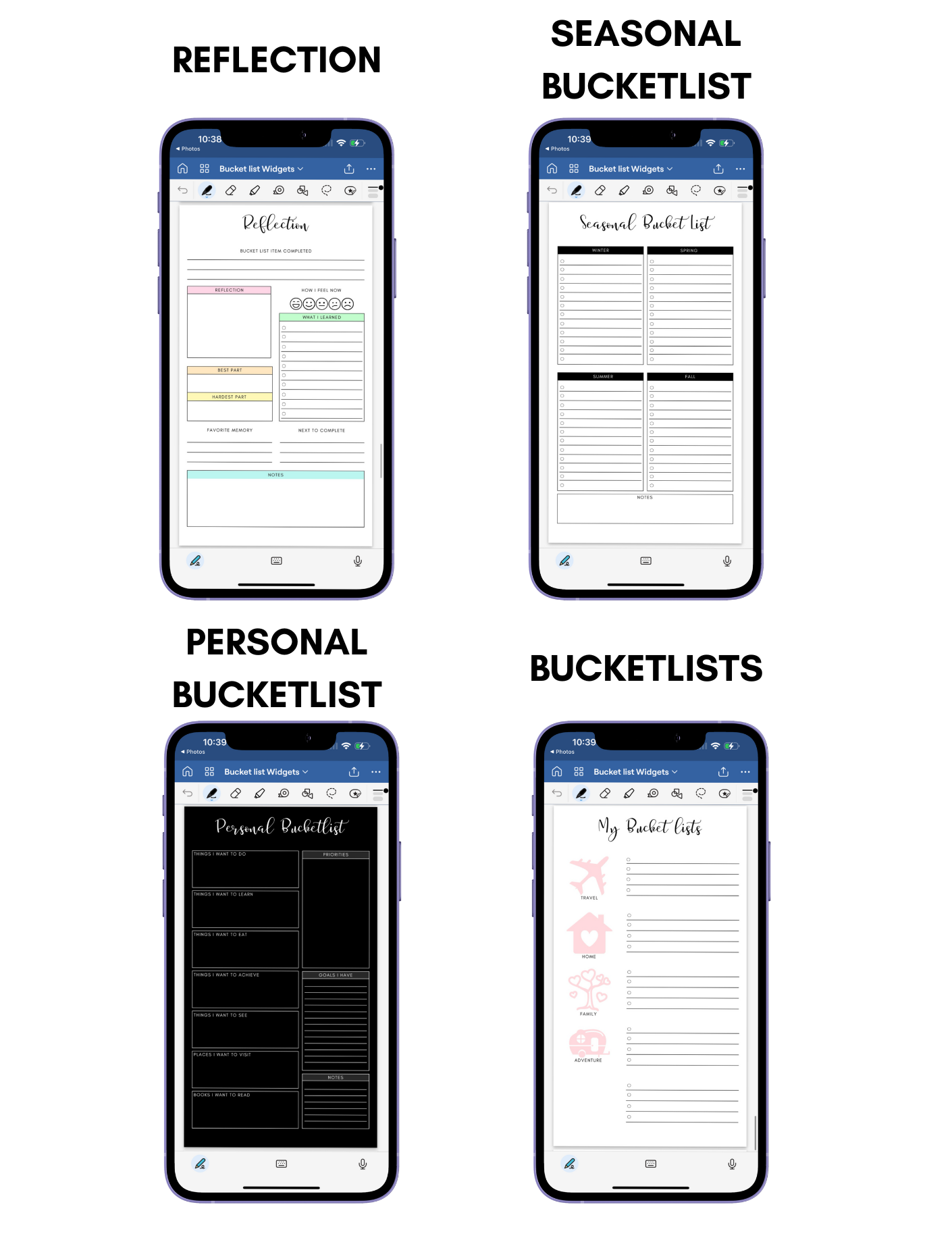 Digital Phone Planner Bucket List Widgets Jessica Autumn