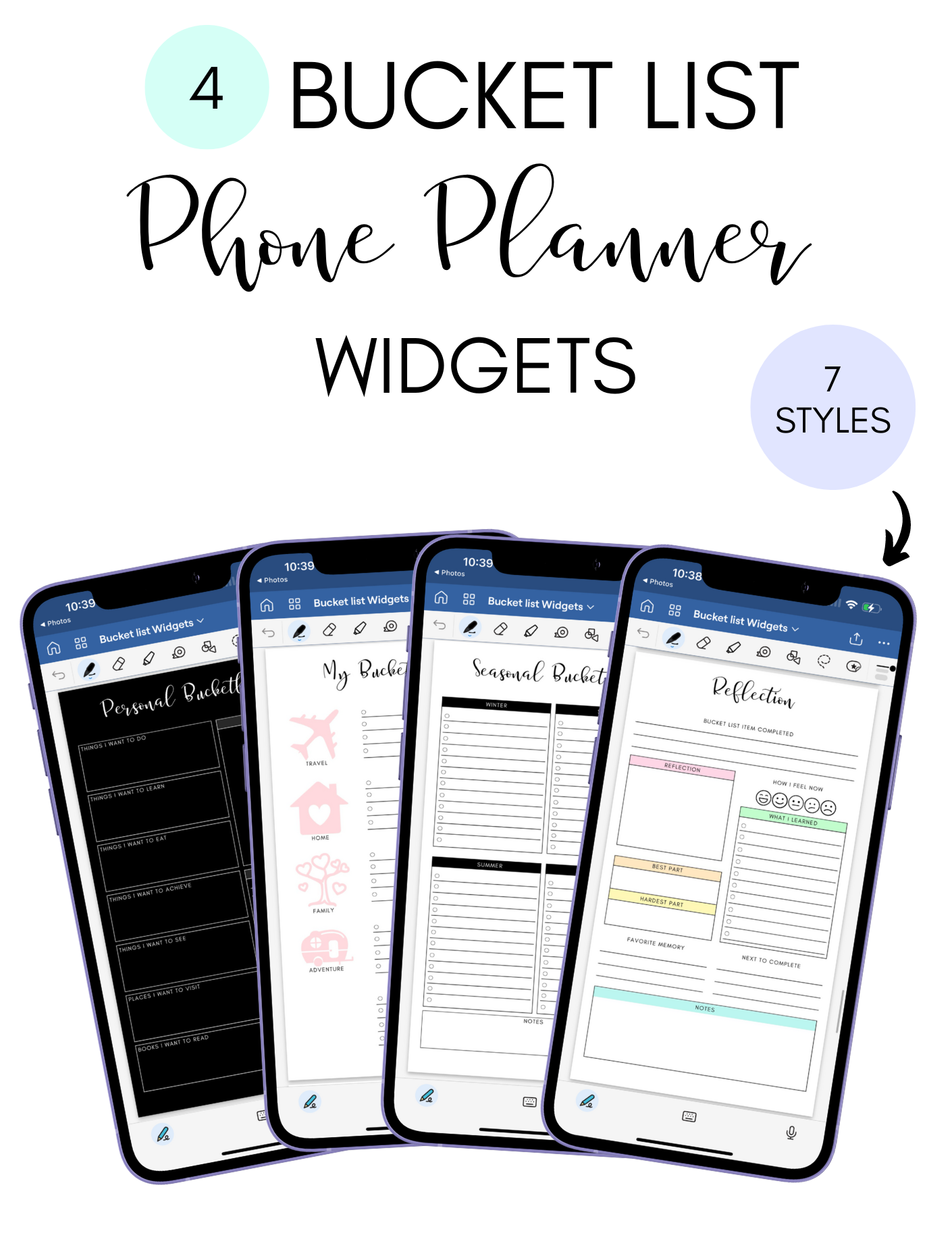 Digital Phone Planner Bucket List Widgets Jessica Autumn