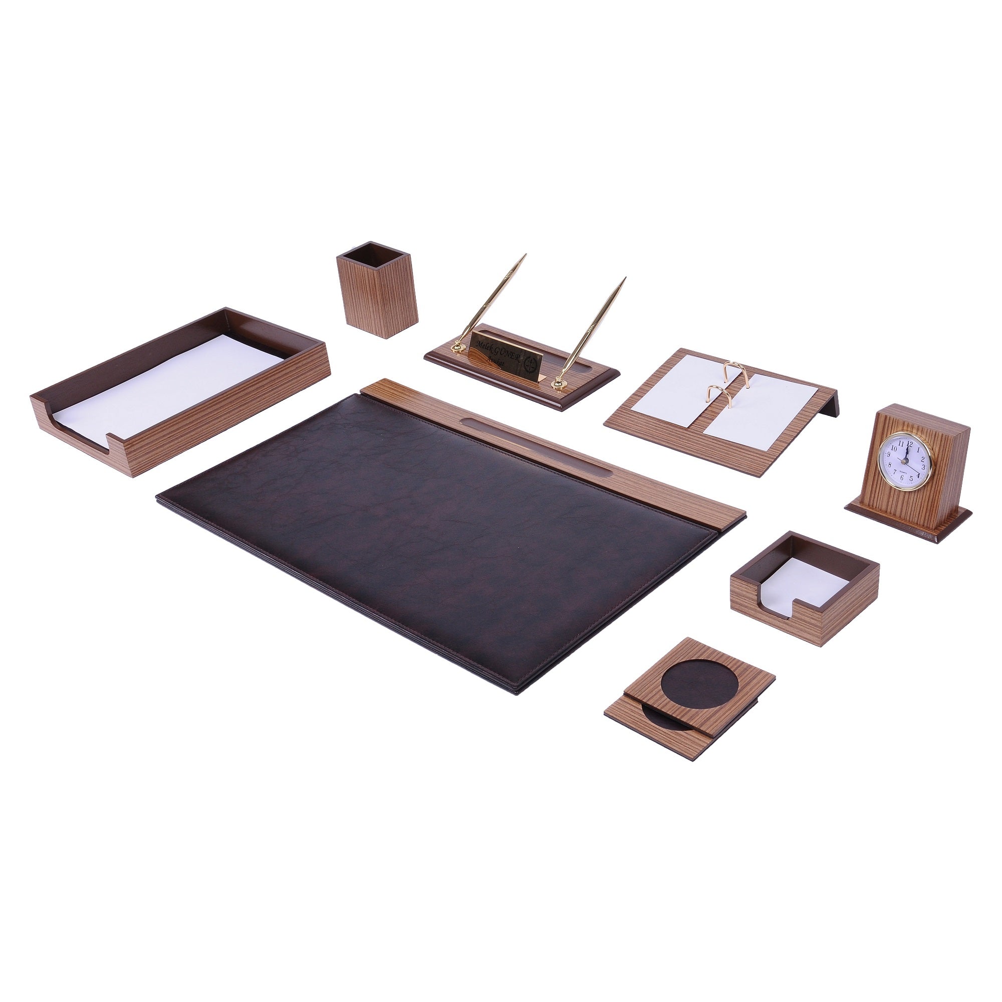 MOOG Zebrona Leather Desk Organizer Set- 11 PCS Moogdesk