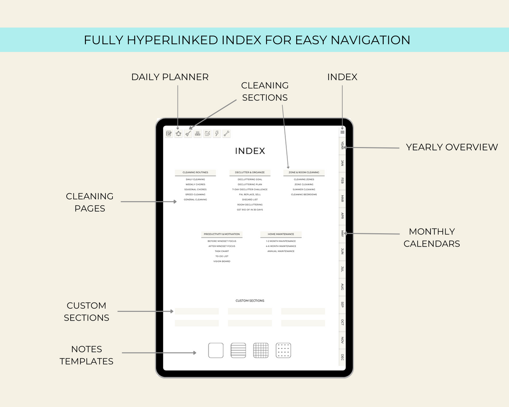 Cleaning & Organization Digital Planner Jessica Autumn
