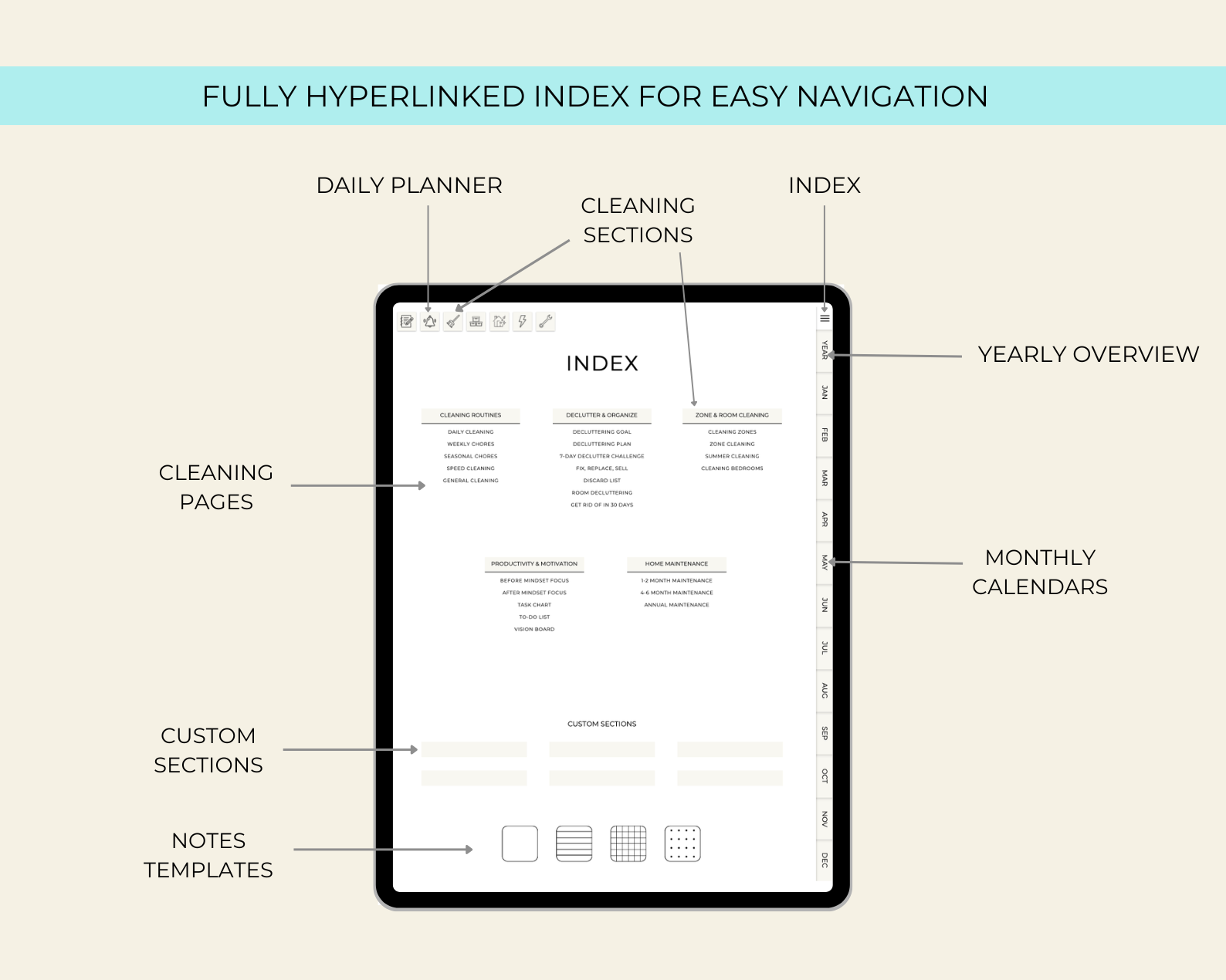 Cleaning & Organization Digital Planner Jessica Autumn