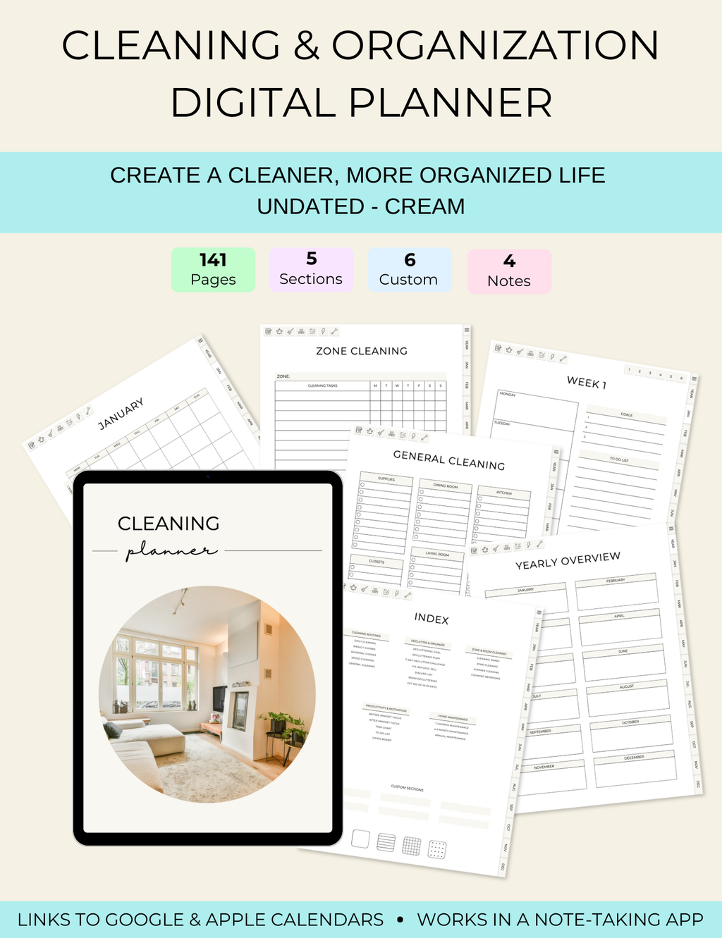 Cleaning & Organization Digital Planner Jessica Autumn