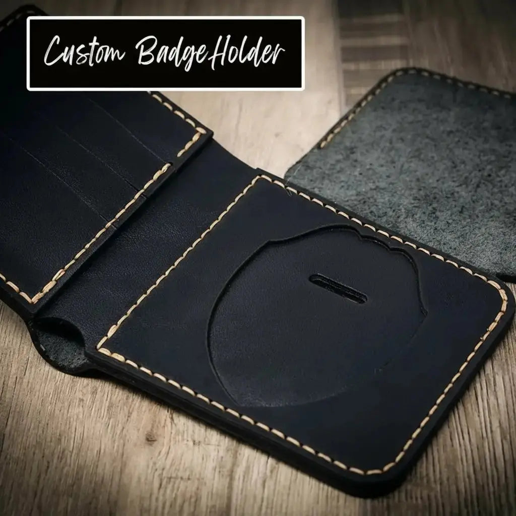 Badge Bifold Wallet Bull Sheath Leather
