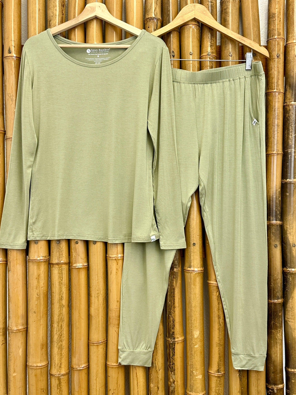 Women's Bamboo Lounge Set - Long Sleeve T-Shirt and Jogger Pants Spun Bamboo