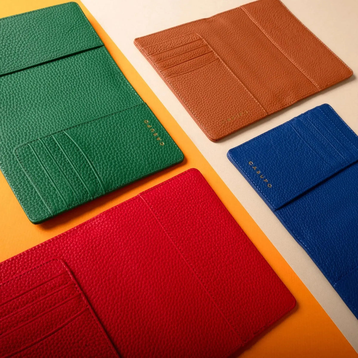 Leather Passport Wallet with RFID - Tan CASUPO