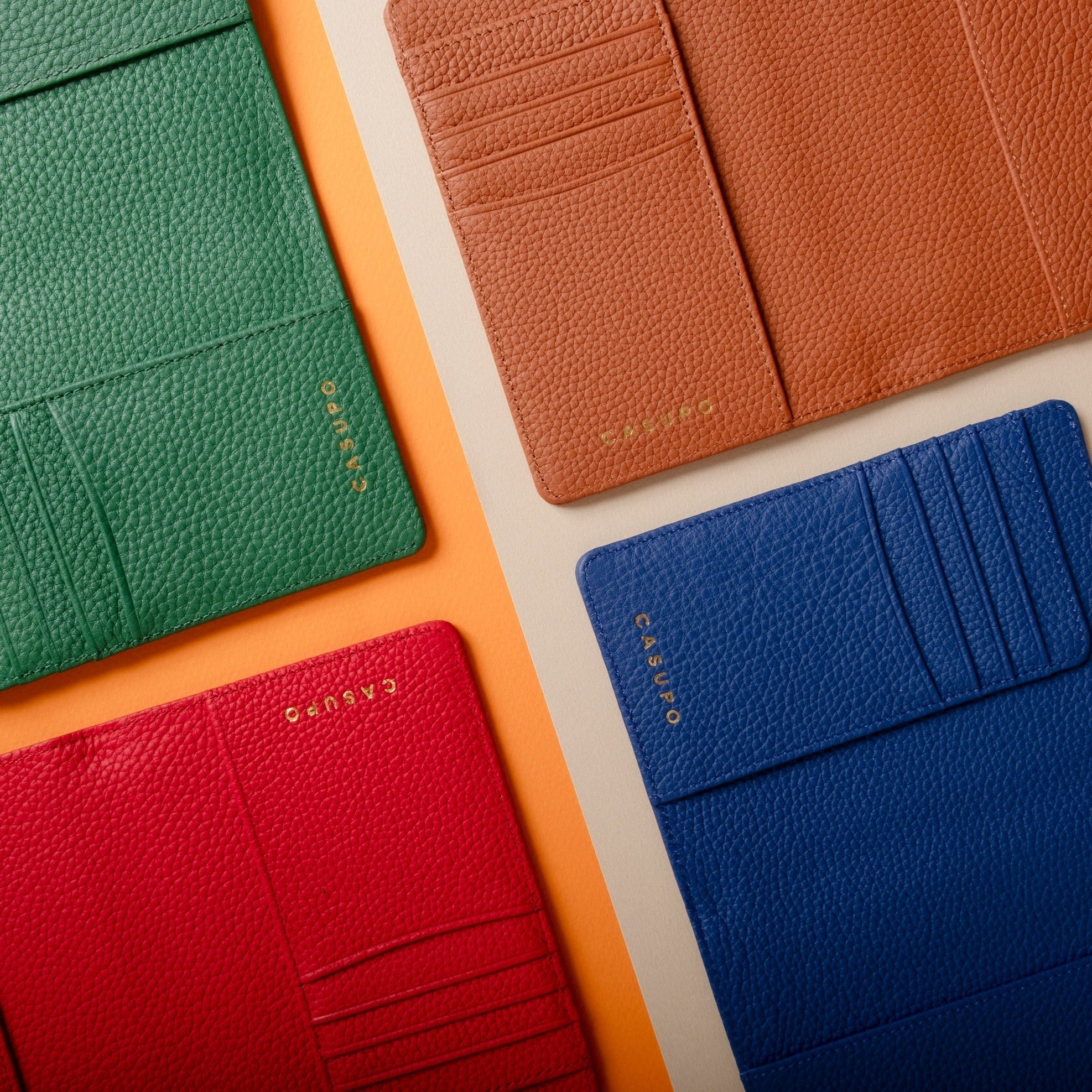 Leather Passport Wallet with RFID - Green CASUPO