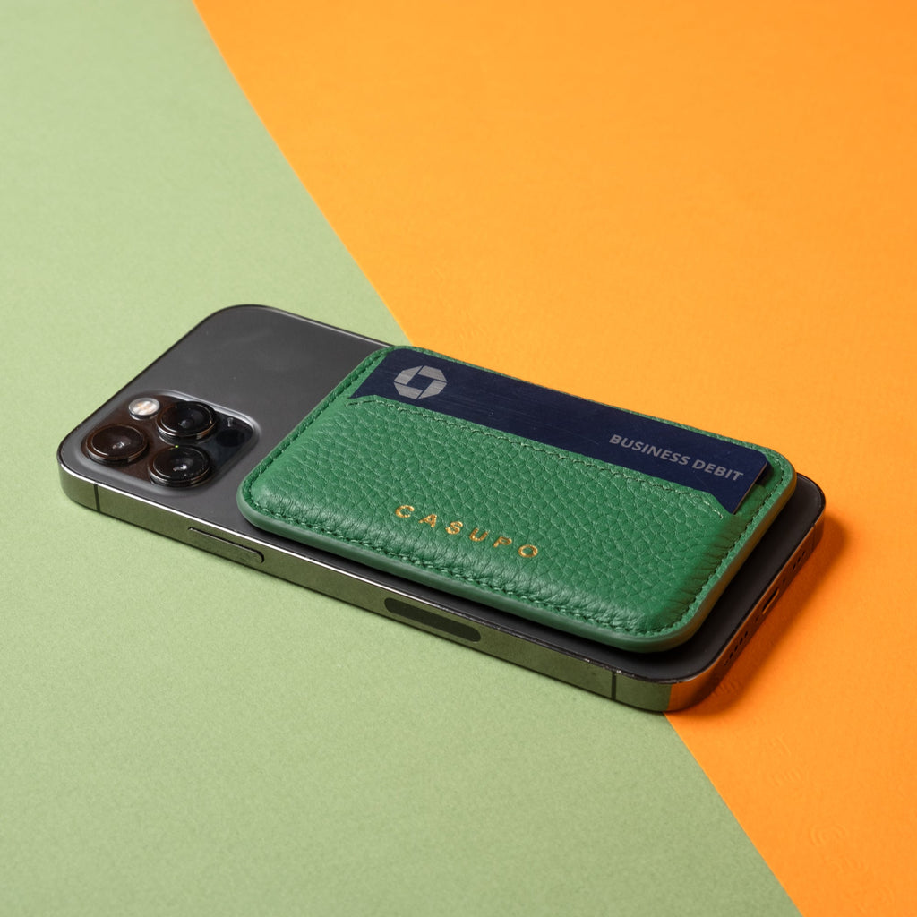 Mag Safe Leather Wallet with RFID - Green CASUPO