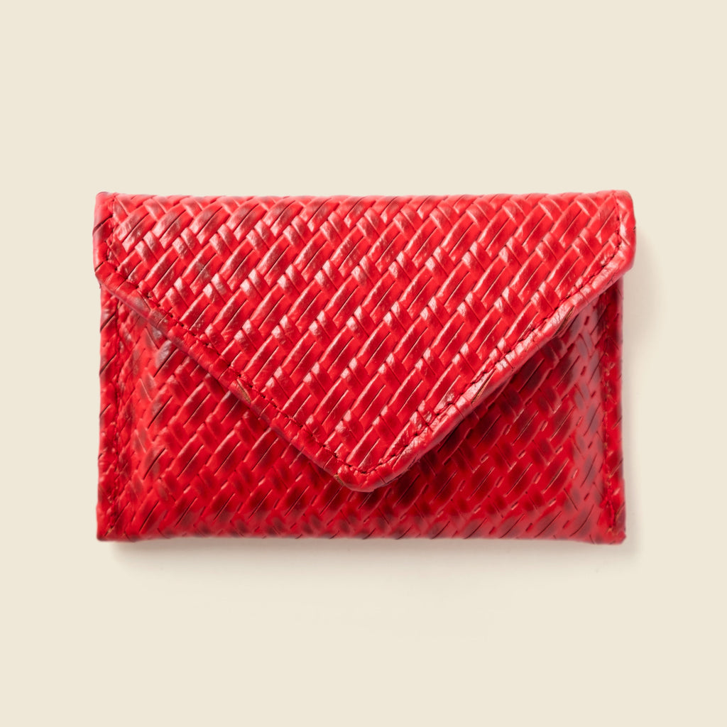 Mini Envelope Wallet With RFID protection - Red Woven CASUPO