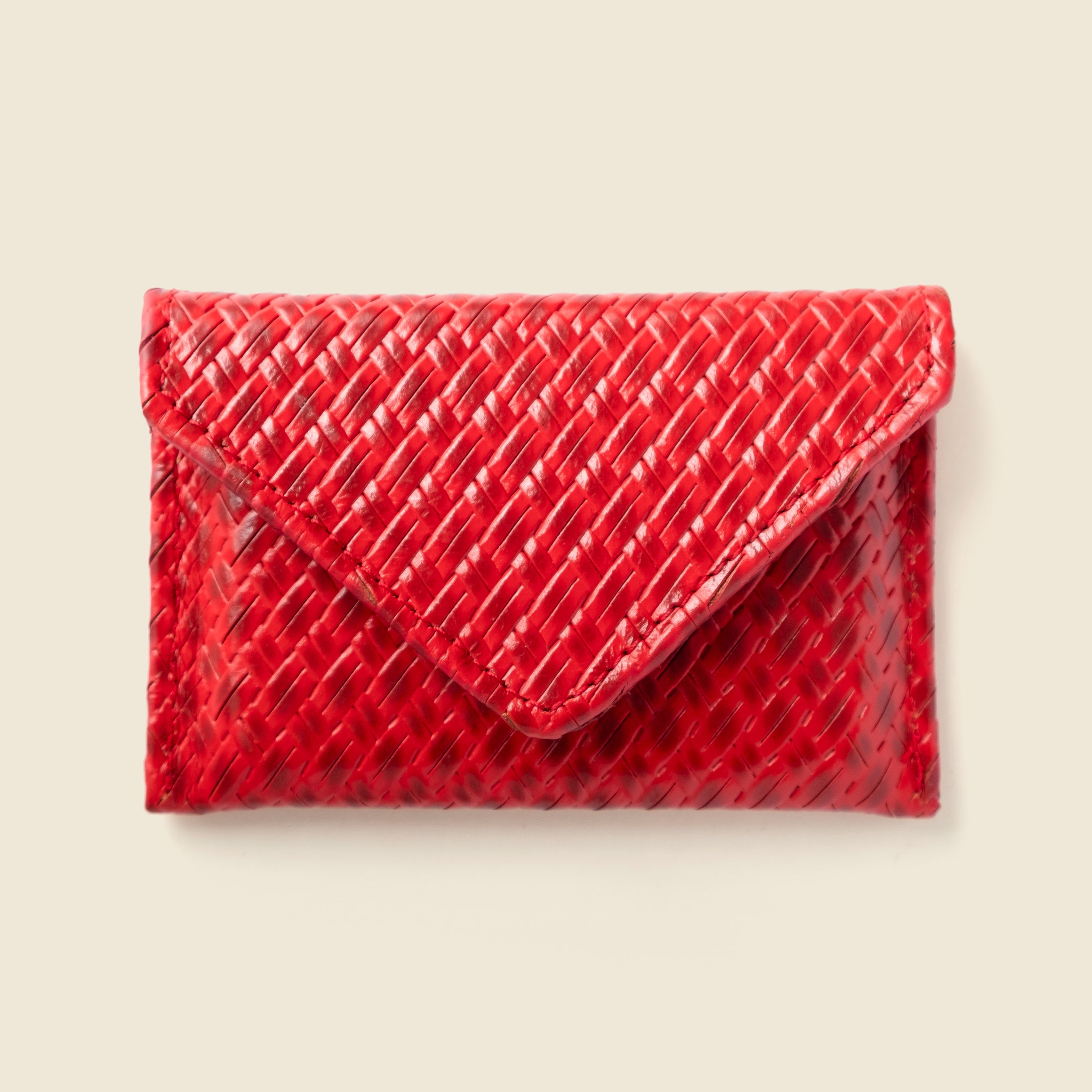 Mini Envelope Wallet With RFID protection - Red Woven CASUPO