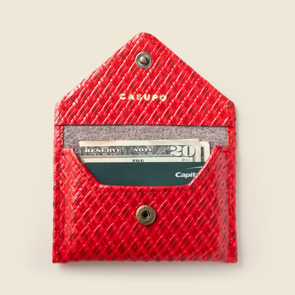 Mini Envelope Wallet With RFID protection - Red Woven CASUPO
