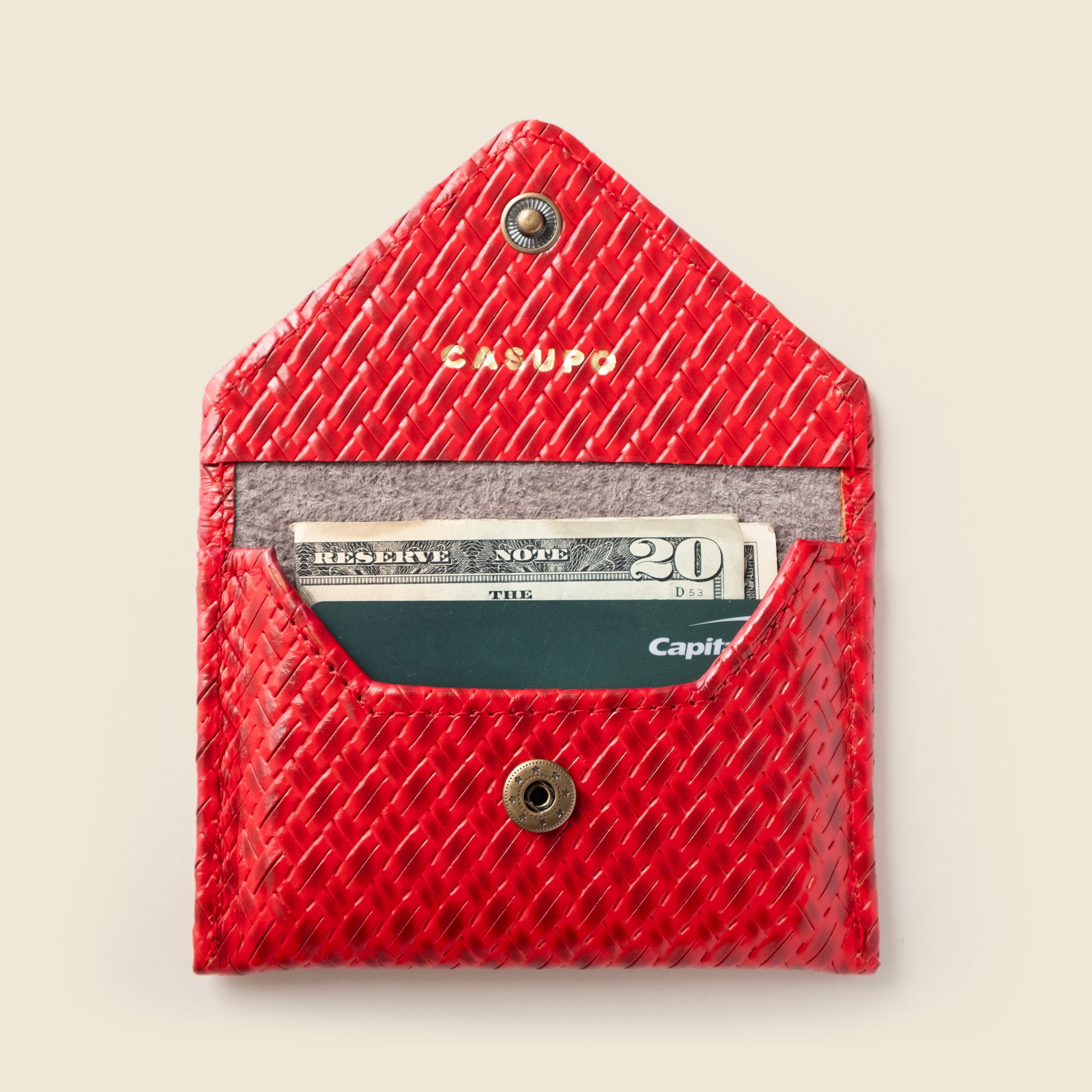 Mini Envelope Wallet With RFID protection - Red Woven CASUPO