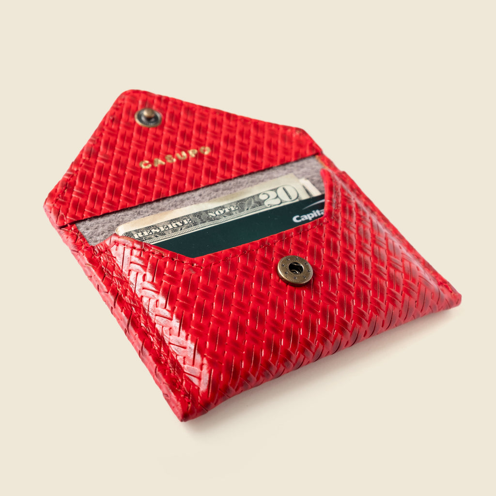 Mini Envelope Wallet With RFID protection - Red Woven CASUPO