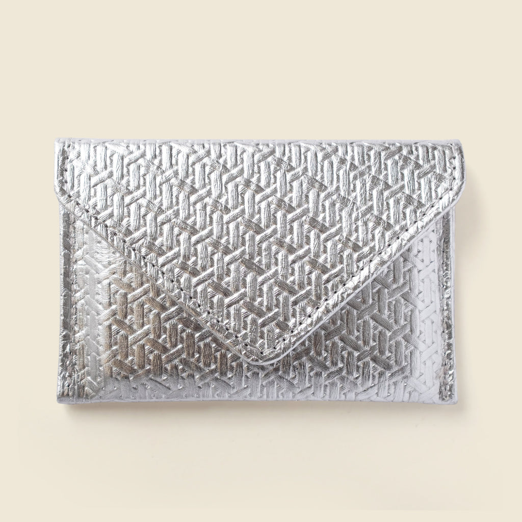 Mini Envelope Wallet With RFID protection - Silver Woven CASUPO