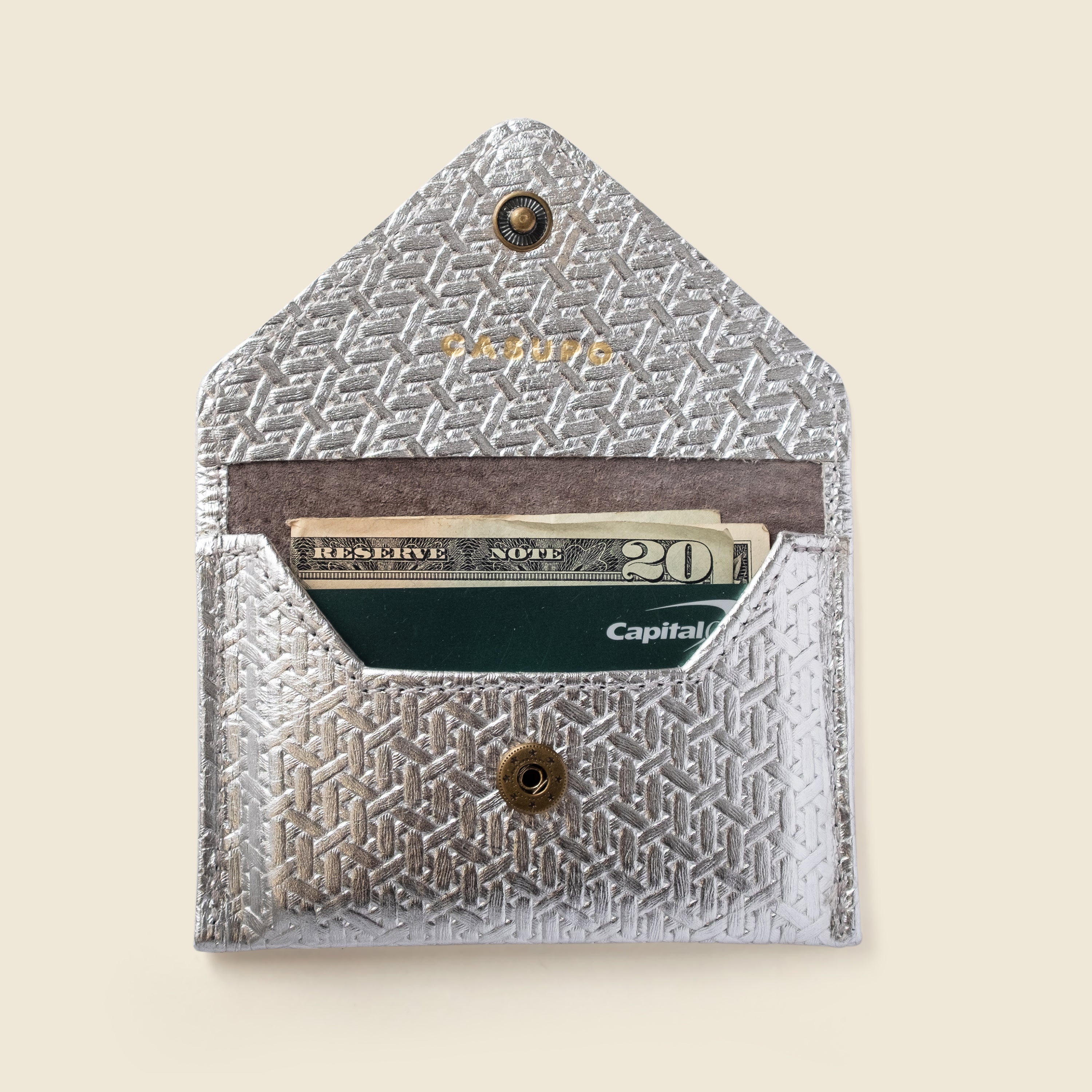 Mini Envelope Wallet With RFID protection - Silver Woven CASUPO