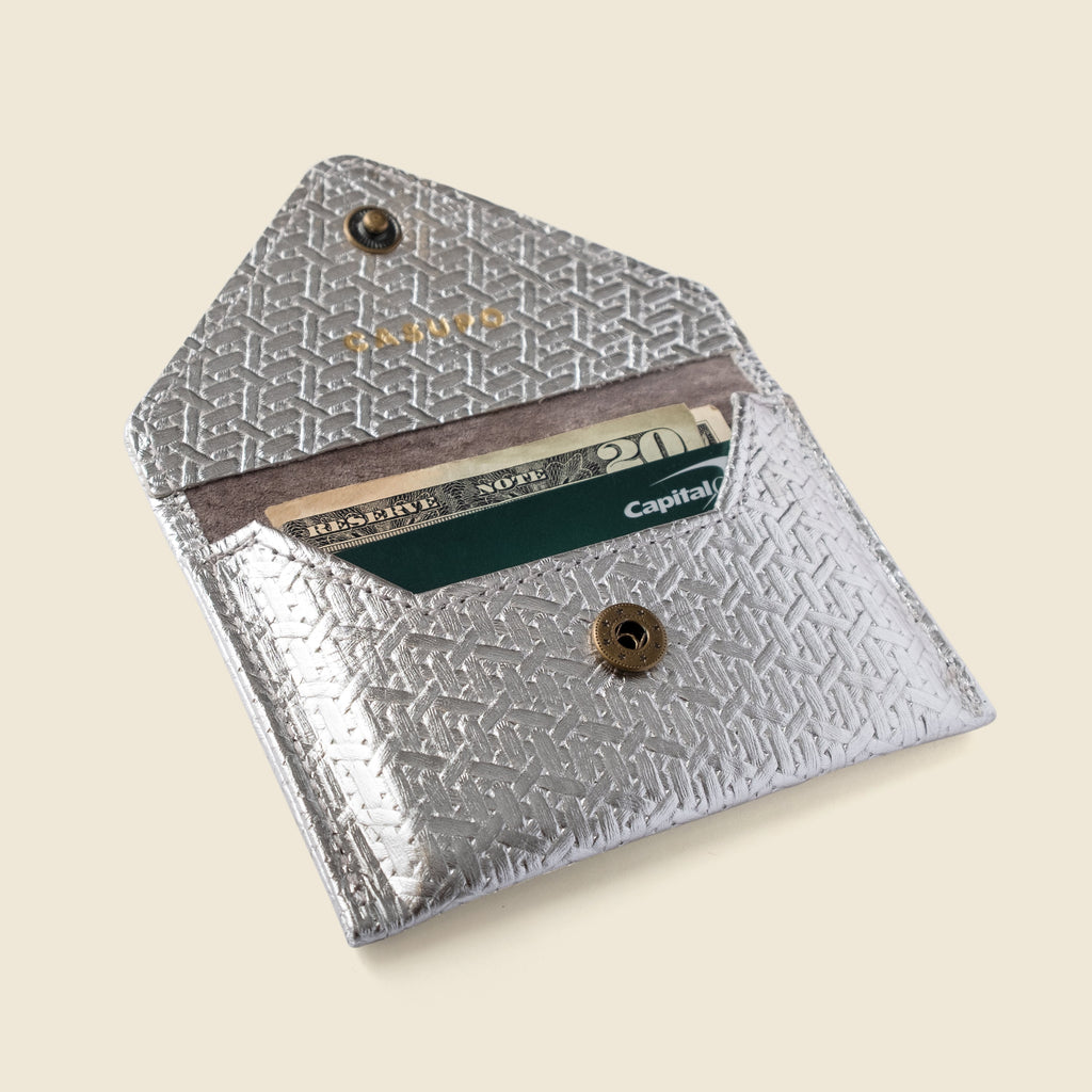 Mini Envelope Wallet With RFID protection - Silver Woven CASUPO