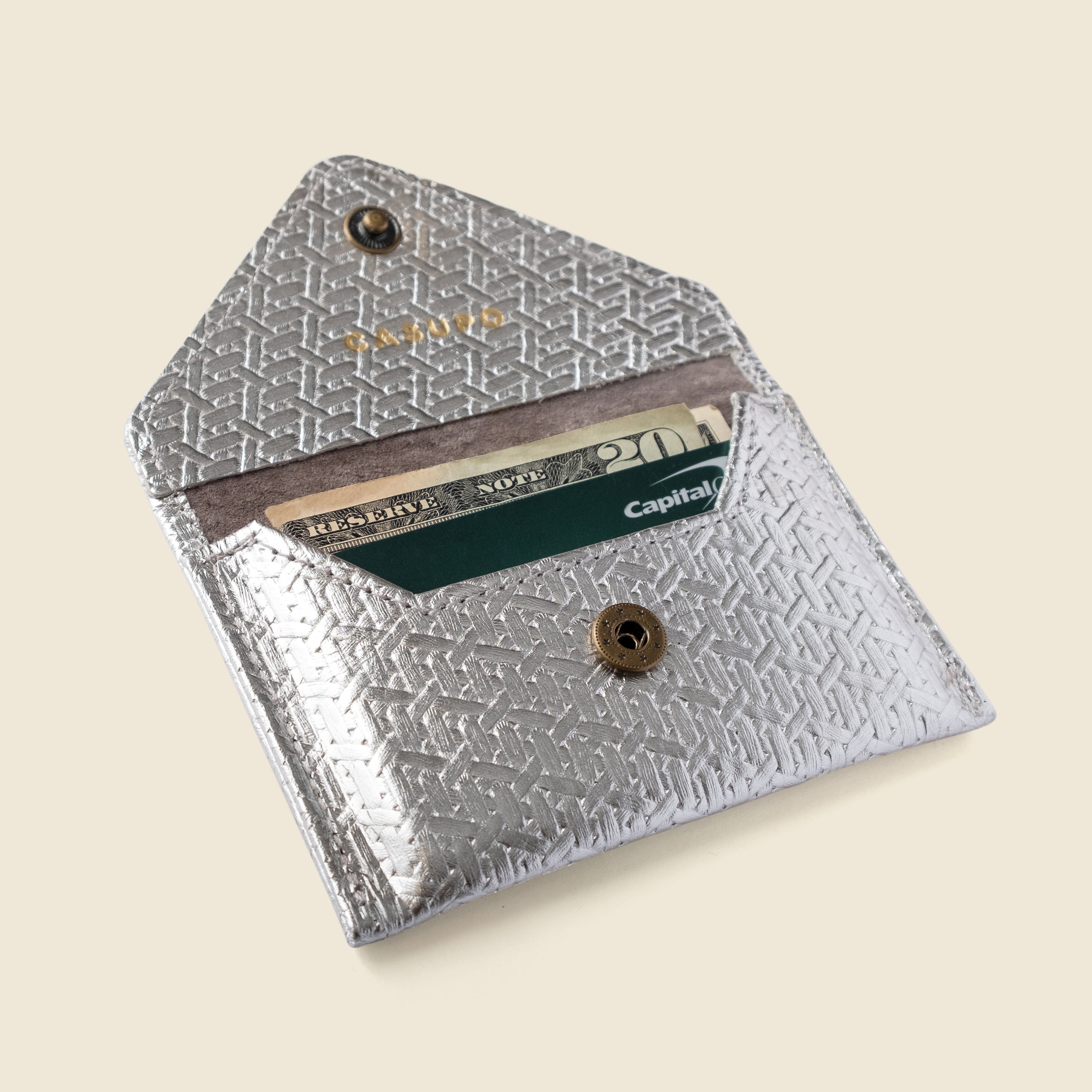 Mini Envelope Wallet With RFID protection - Silver Woven CASUPO