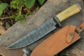 Handmade Damascus Bowie Knife with Bone Handle – 15" Damascus Knife Store