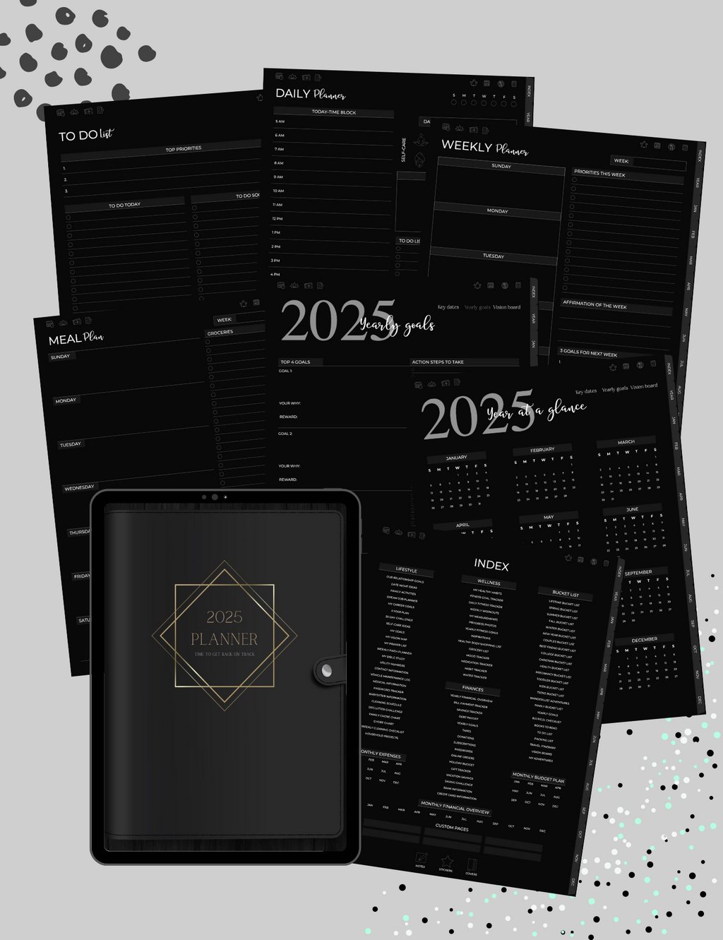 5-in-One Digital Planner Dark Mode (2025 & Undated) Jessica Autumn