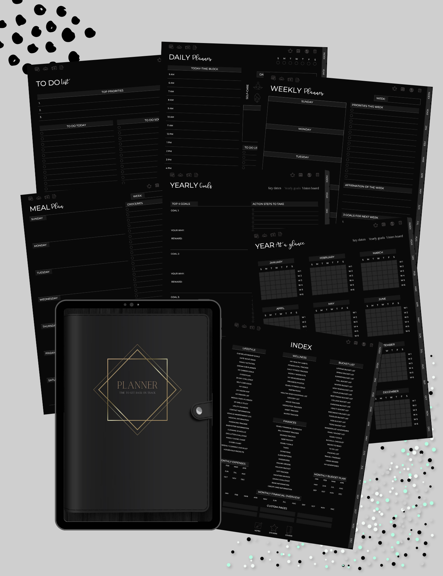 5-in-One Digital Planner Dark Mode (2025 & Undated) Jessica Autumn