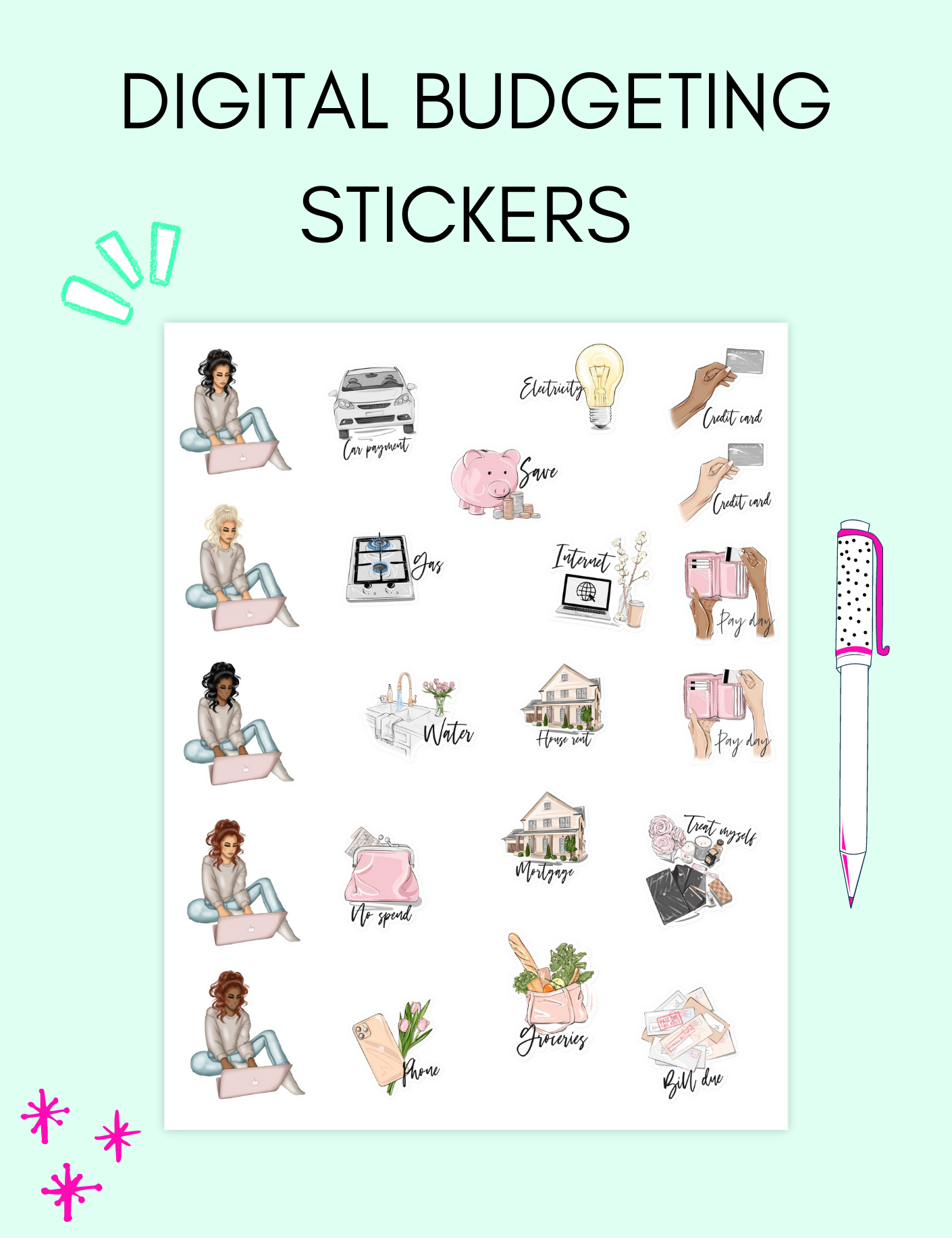 Digital Budgeting Stickers Jessica Autumn