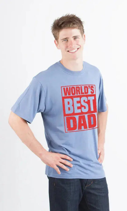 World's Best Dad Men's Bamboo Viscose/Organic Cotton Short Sleeve Graphic T-Shirt Spun Bamboo
