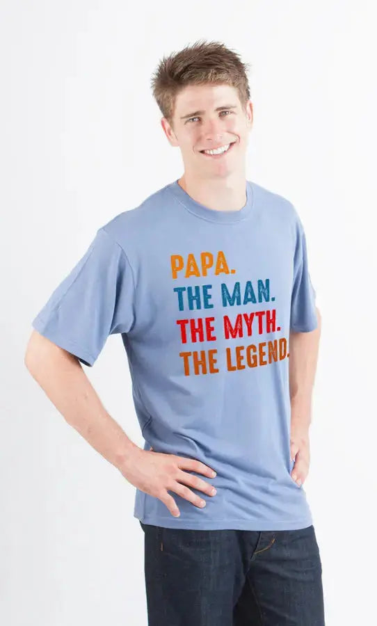 Papa, the Man, the Myth, the Legend Men's Bamboo Viscose/Organic Cotton Short Sleeve Graphic T-Shirt Spun Bamboo