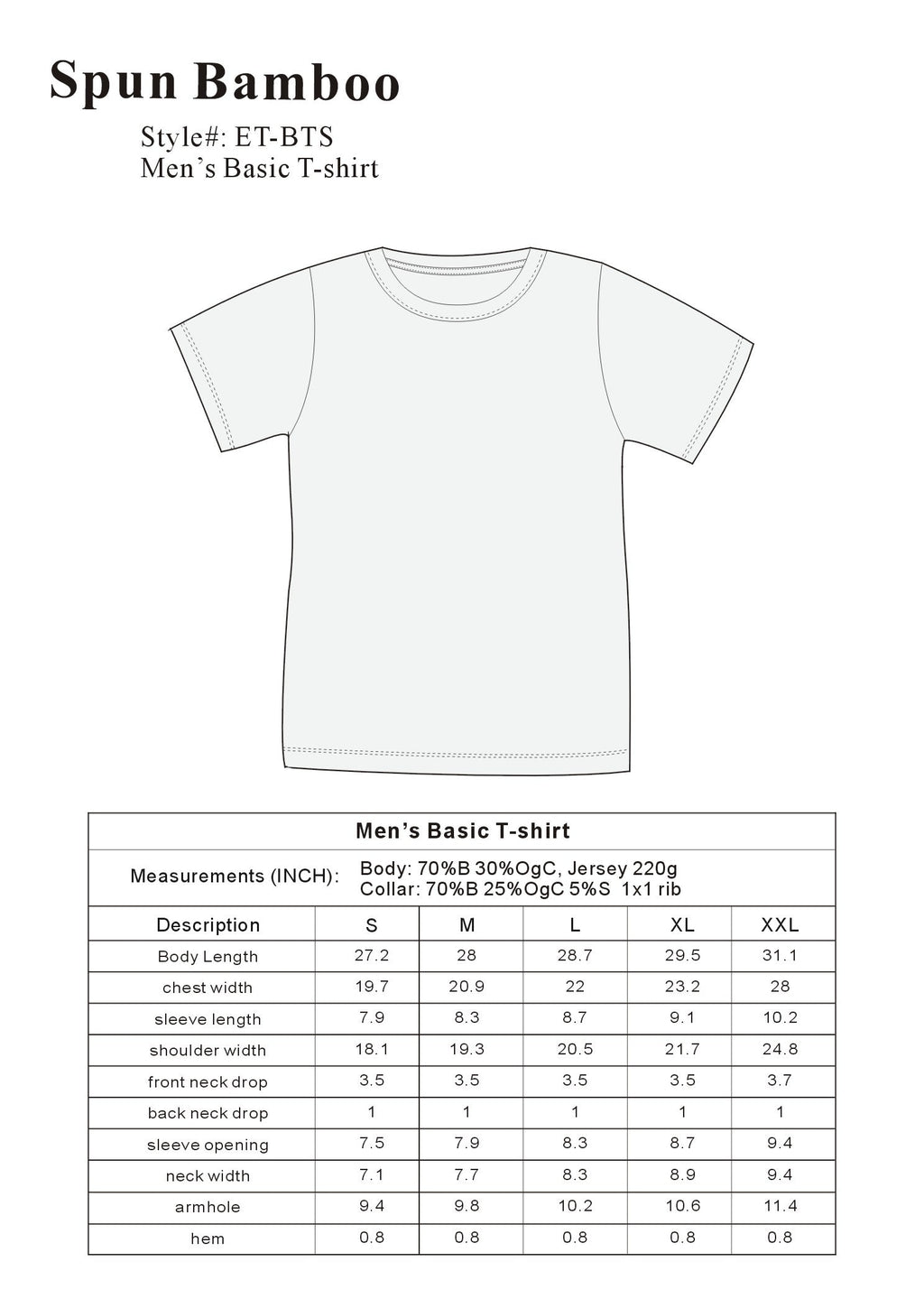 Men's Bamboo Viscose/Organic Cotton Pocket T-Shirt Spun Bamboo