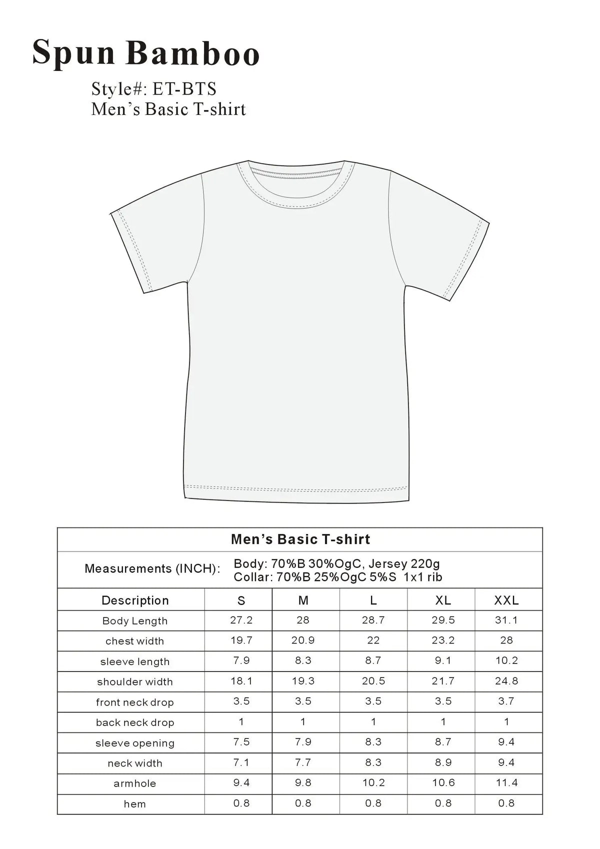 Men's Bamboo Viscose/Organic Cotton Pocket T-Shirt Spun Bamboo