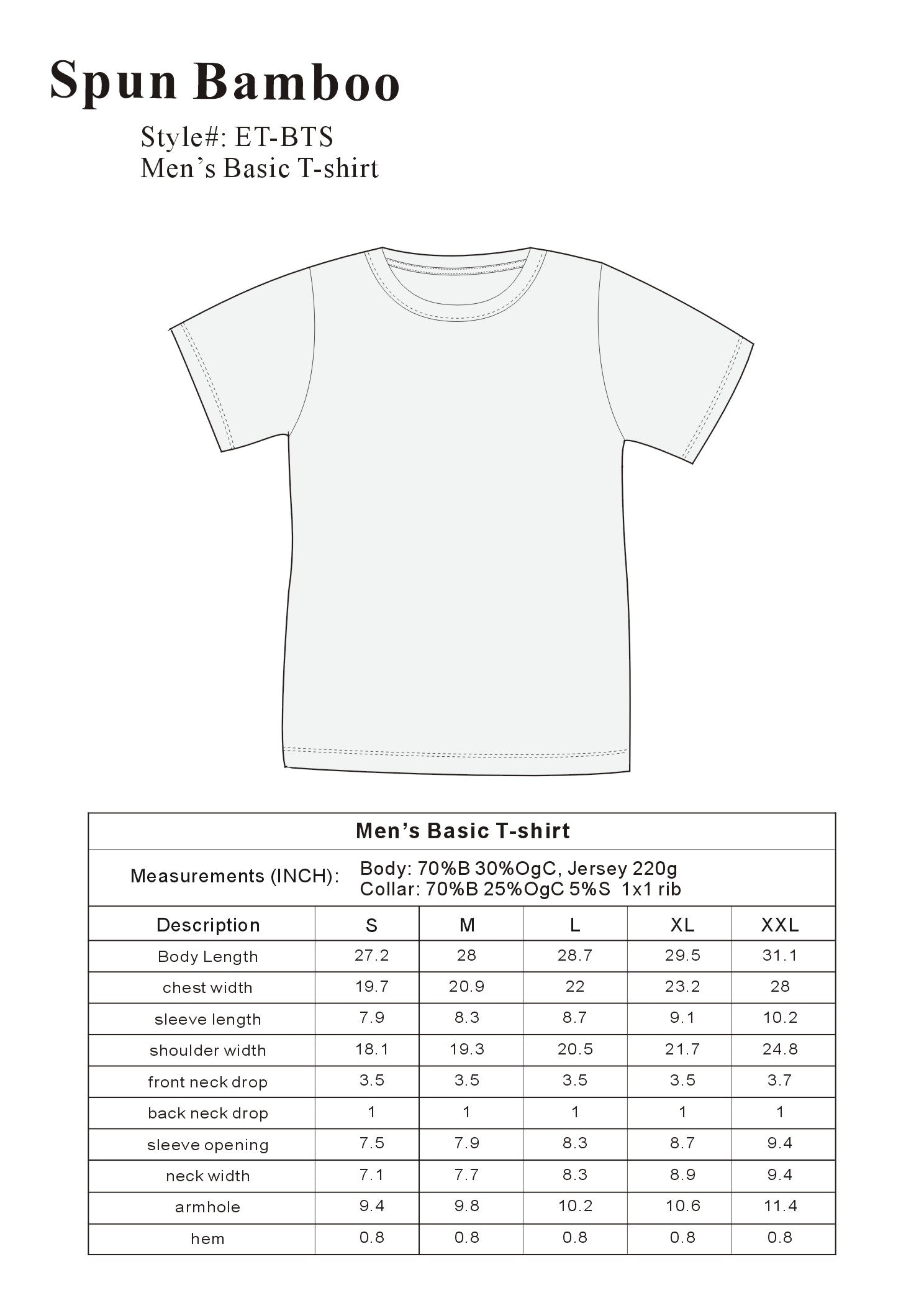 Men's Bamboo Viscose/Organic Cotton Pocket T-Shirt Spun Bamboo