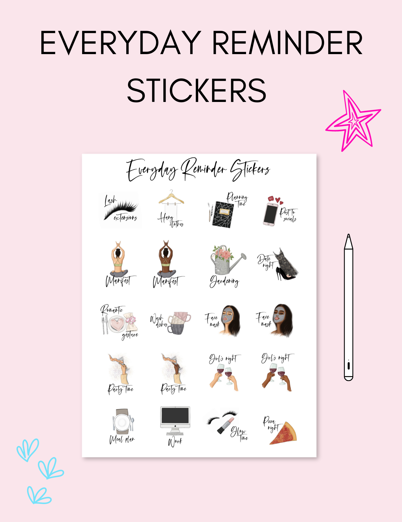 Digital Everyday Reminder Stickers Jessica Autumn