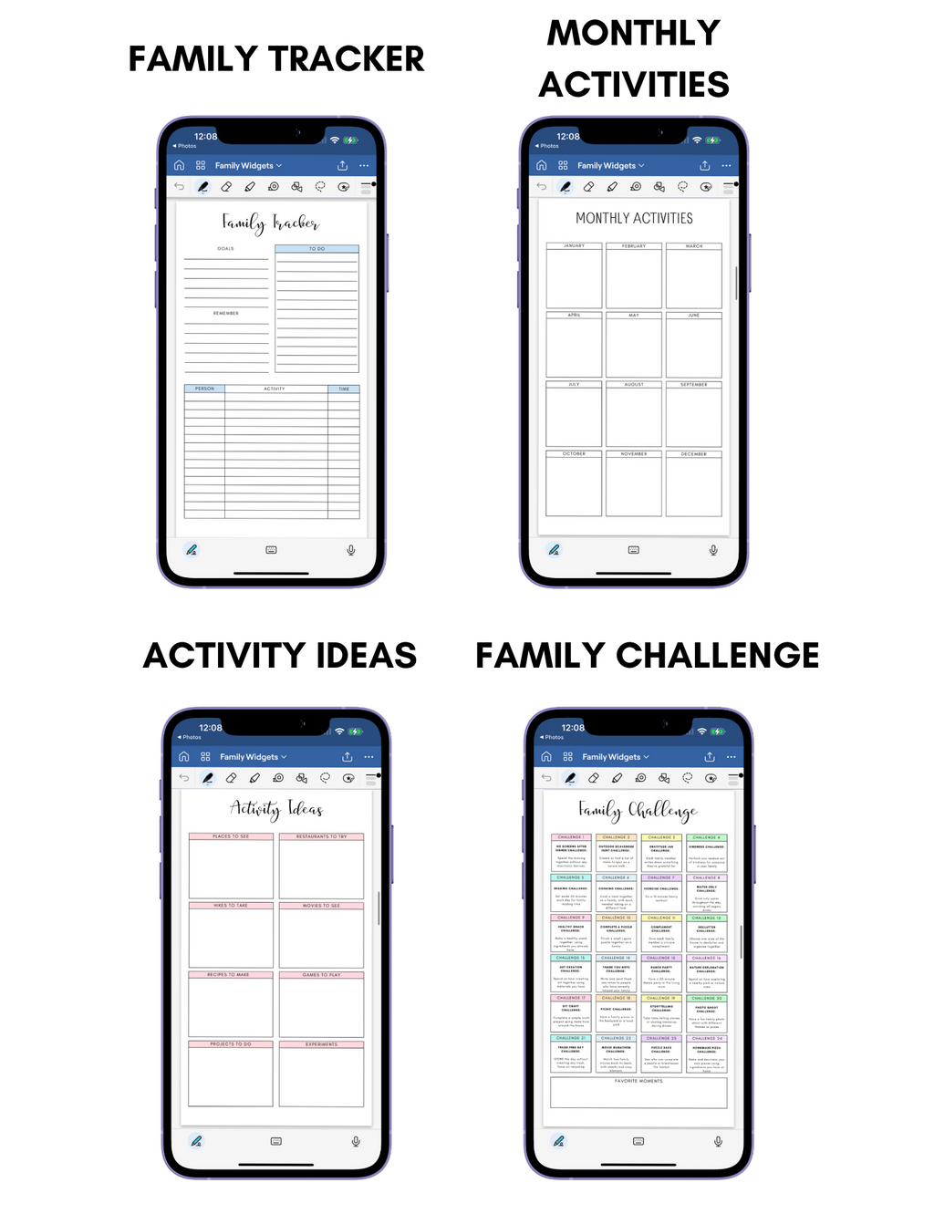 Digital Phone Planner Family Widgets Jessica Autumn