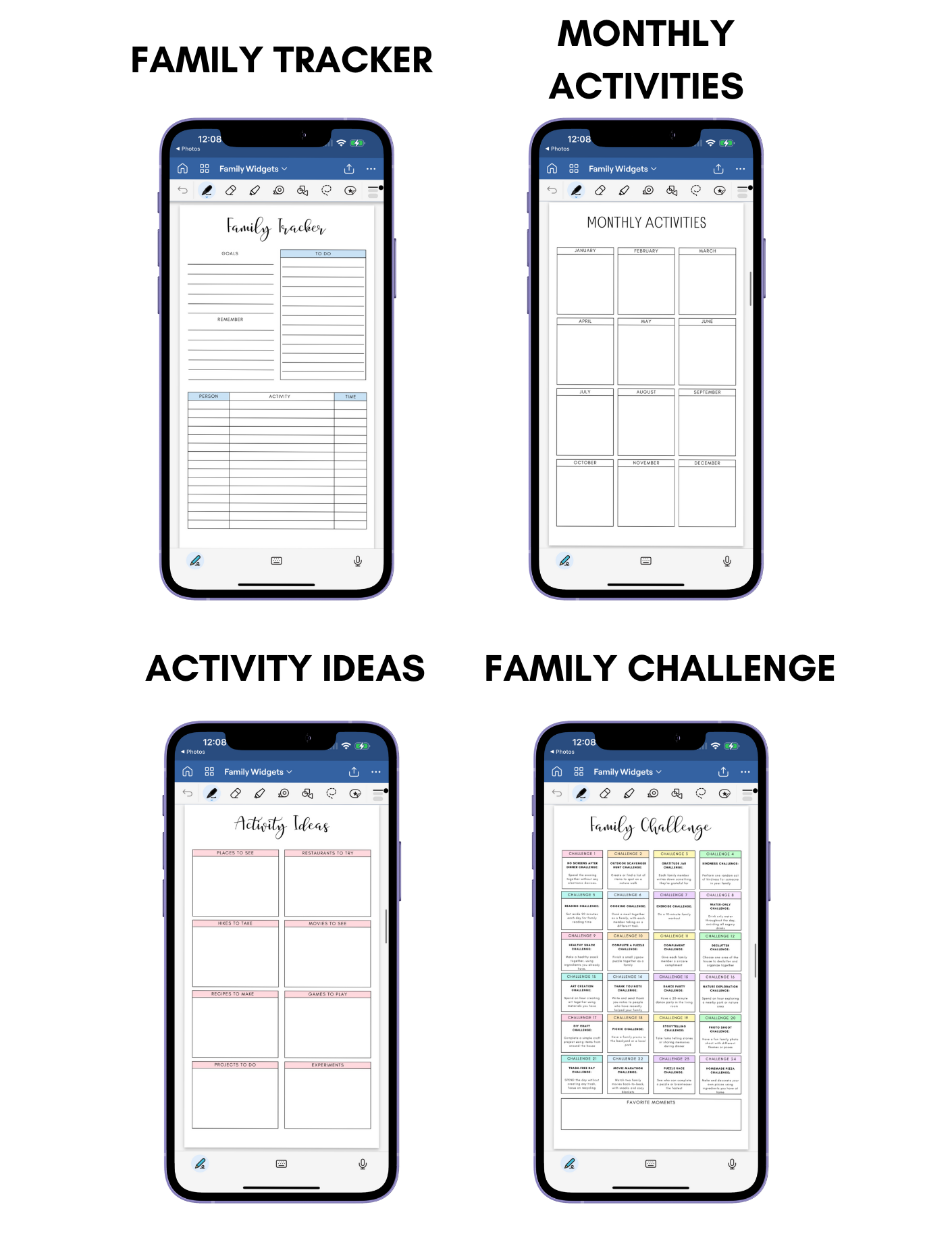 Digital Phone Planner Family Widgets Jessica Autumn