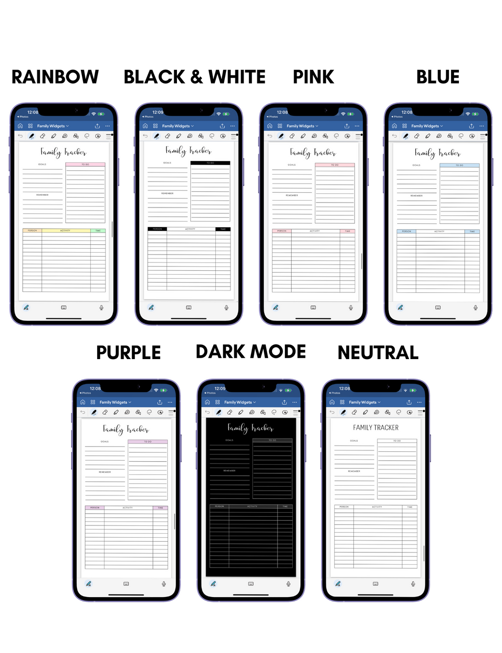Digital Phone Planner Family Widgets Jessica Autumn