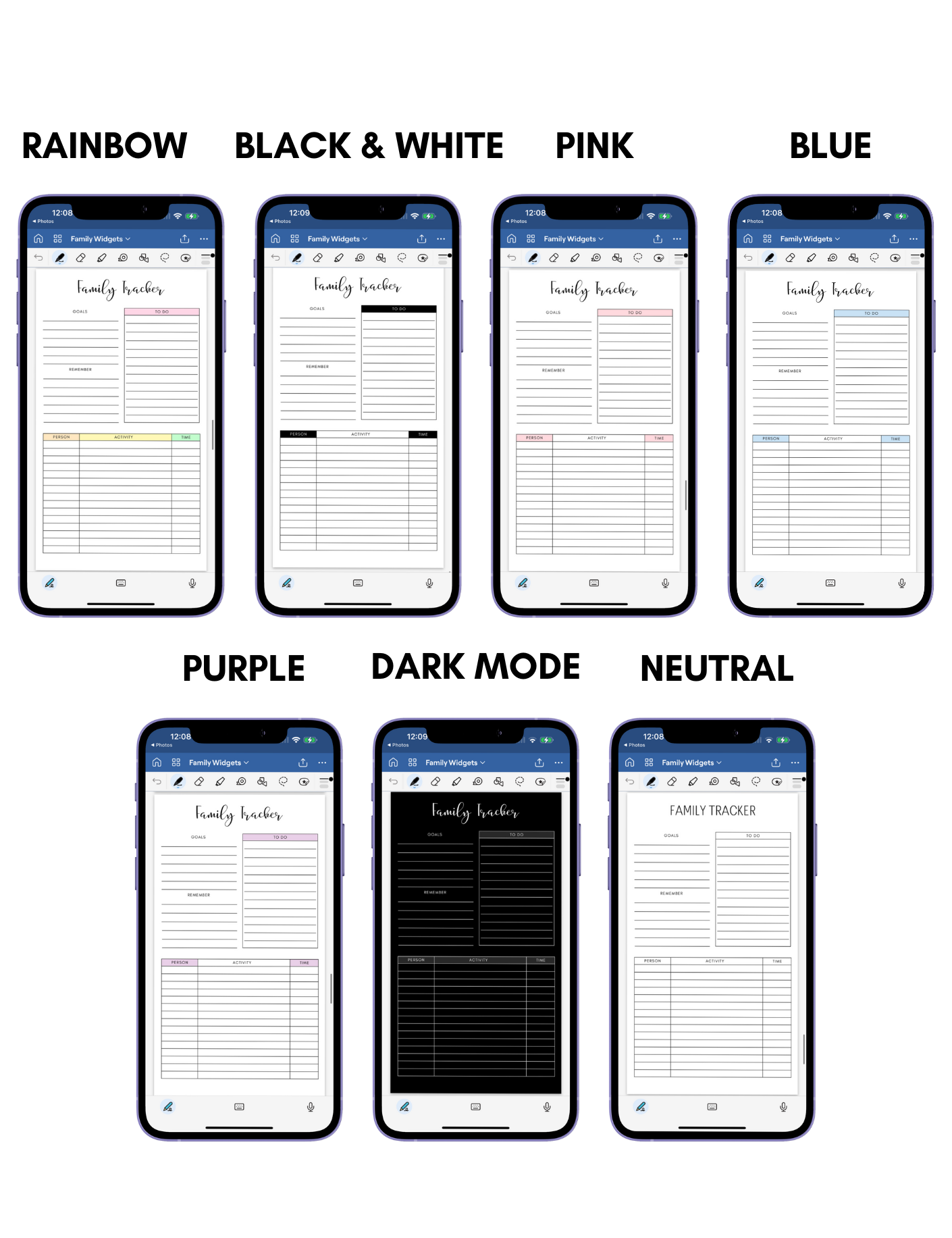 Digital Phone Planner Family Widgets Jessica Autumn