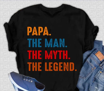 Papa, the Man, the Myth, the Legend Men's Bamboo Viscose/Organic Cotton Short Sleeve Graphic T-Shirt Spun Bamboo