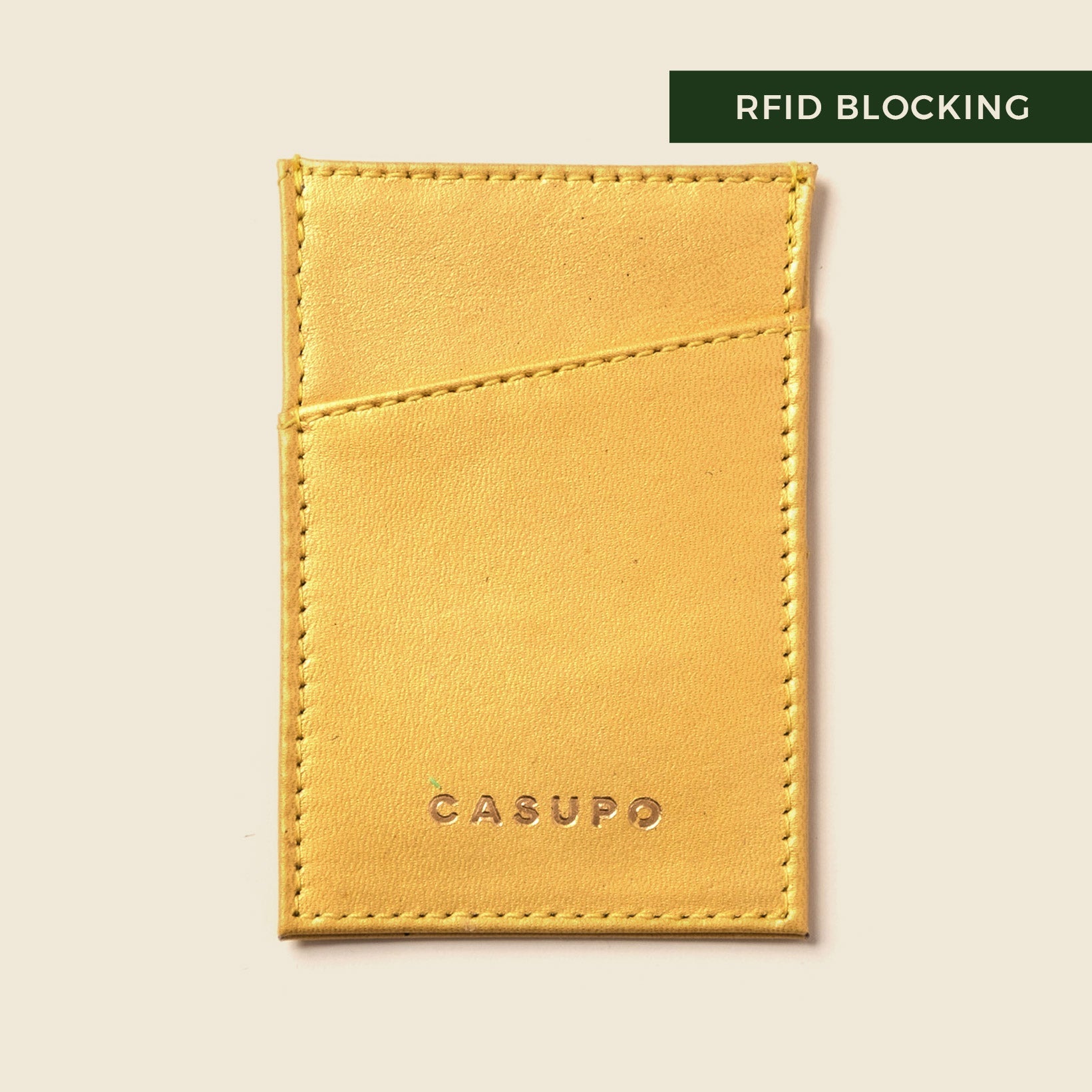 Minimalist Wallet With RFID Protection - Metallic Yellow CASUPO