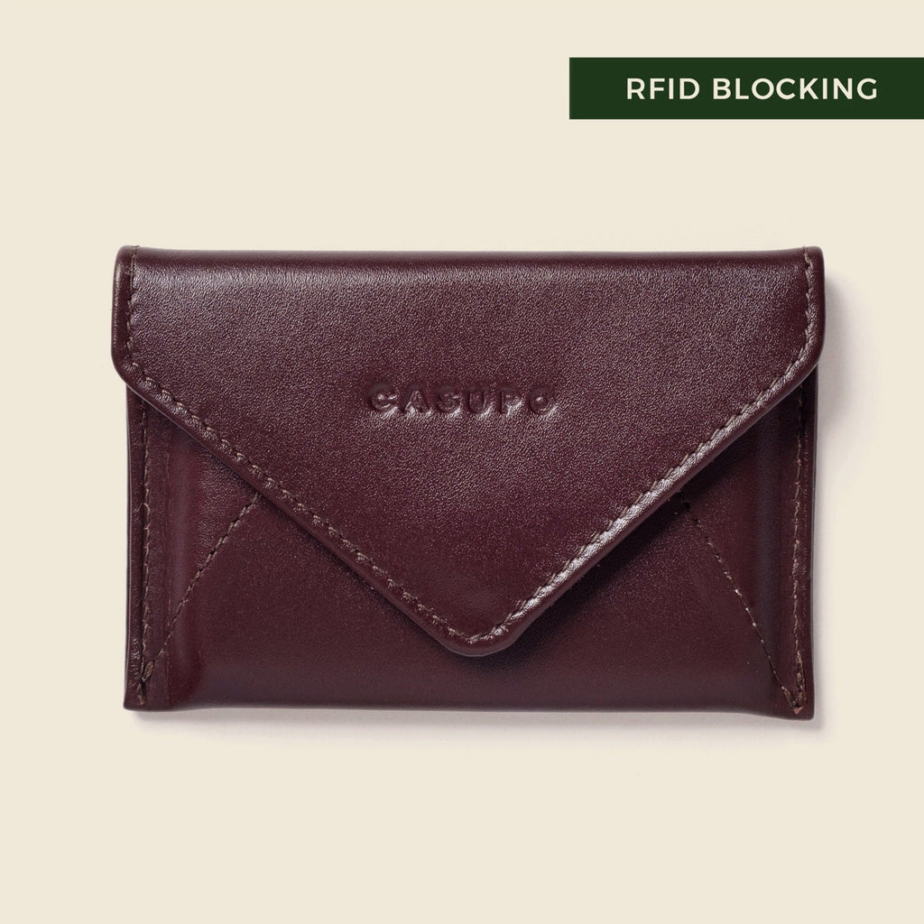 Mini Envelope Wallet With RFID protection - Burgundy CASUPO
