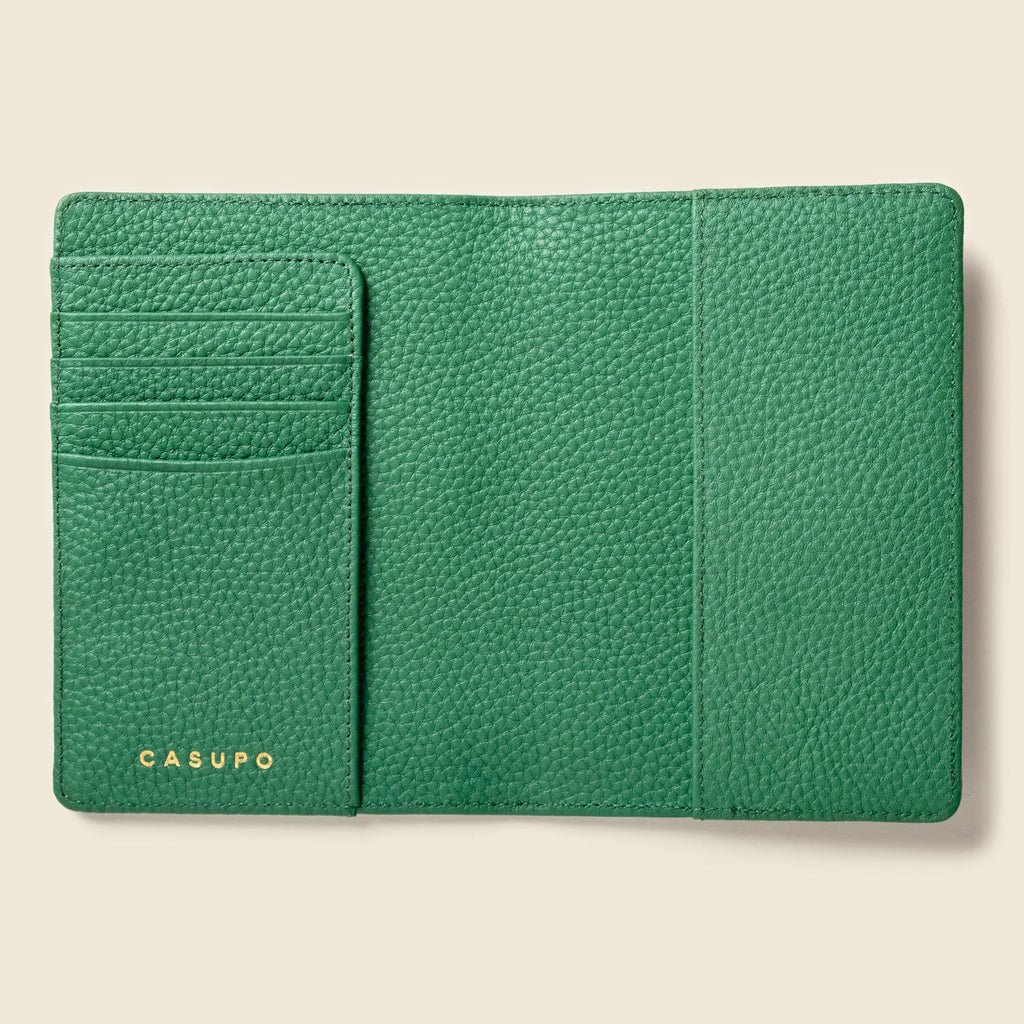 Leather Passport Wallet with RFID - Green CASUPO